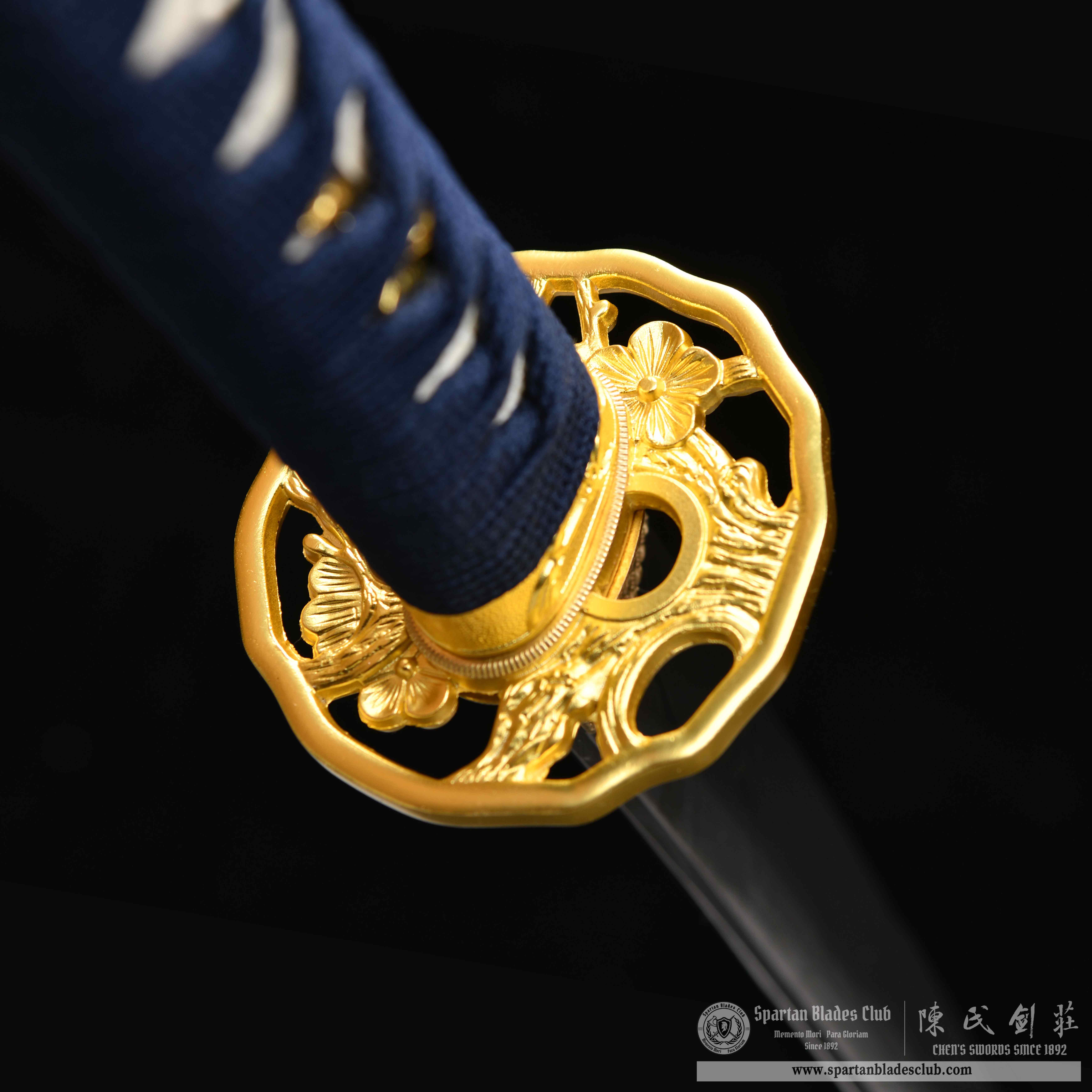 HY47|Aizome Surf Samurai|Wakizashi|Damascus steel|Blue|Battle-Ready|Full-tang|Spartan Blades Club|CHEN'S SWORDS 1892 - Spartan Blades Club - 陳氏劍莊1892