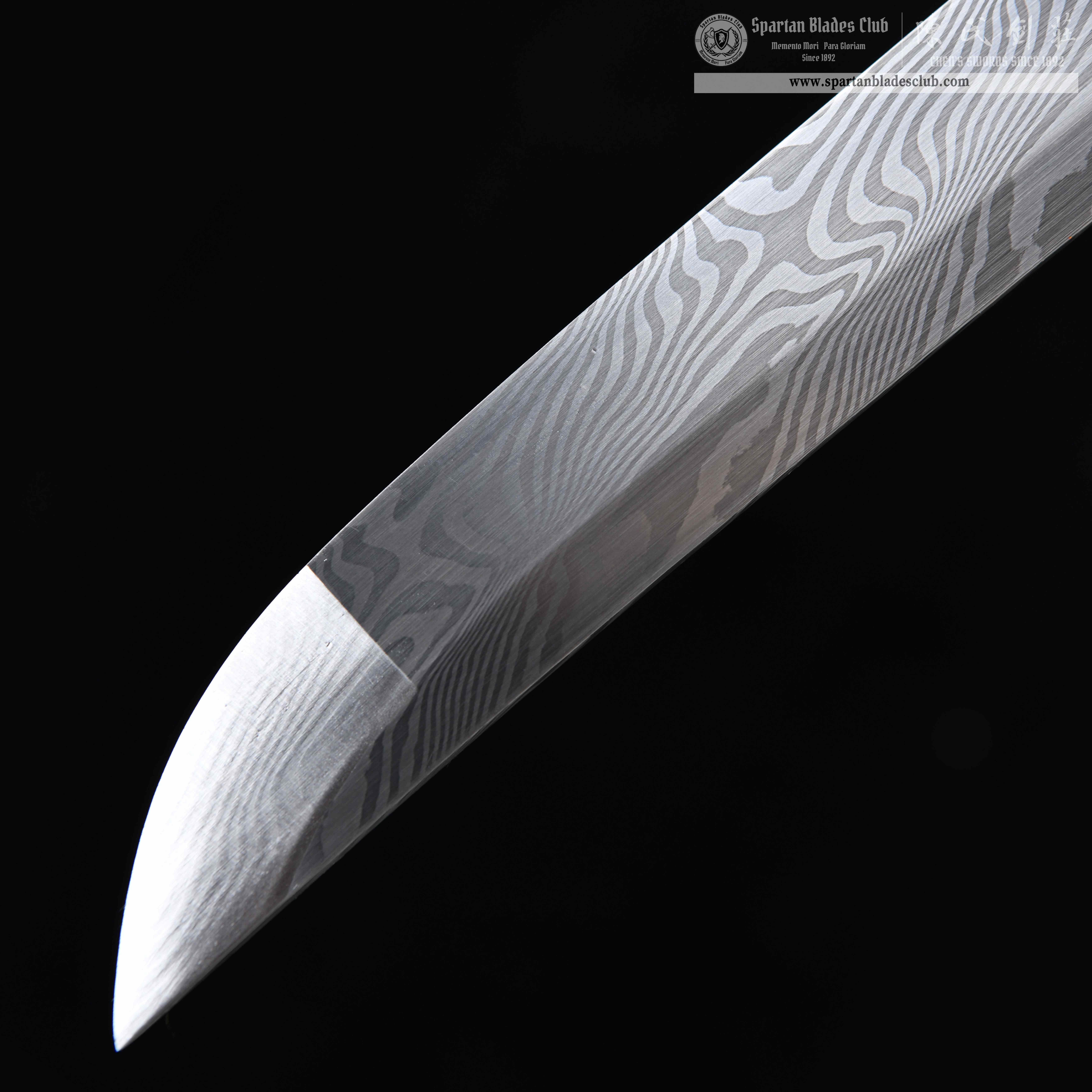 HY47|Aizome Surf Samurai|Wakizashi|Damascus steel|Blue|Battle-Ready|Full-tang|Spartan Blades Club|CHEN'S SWORDS 1892 - Spartan Blades Club - 陳氏劍莊1892