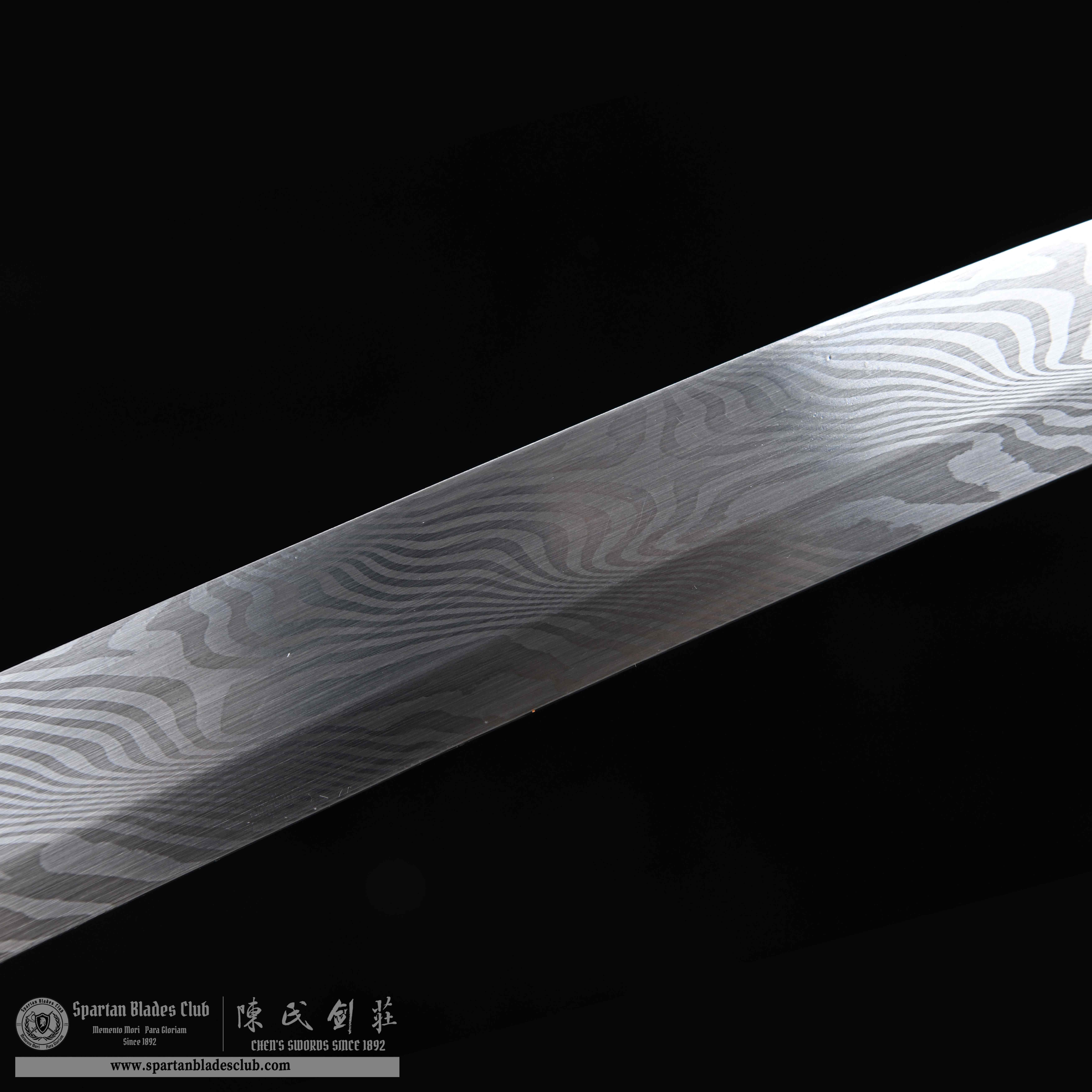 HY47|Aizome Surf Samurai|Wakizashi|Damascus steel|Blue|Battle-Ready|Full-tang|Spartan Blades Club|CHEN'S SWORDS 1892 - Spartan Blades Club - 陳氏劍莊1892