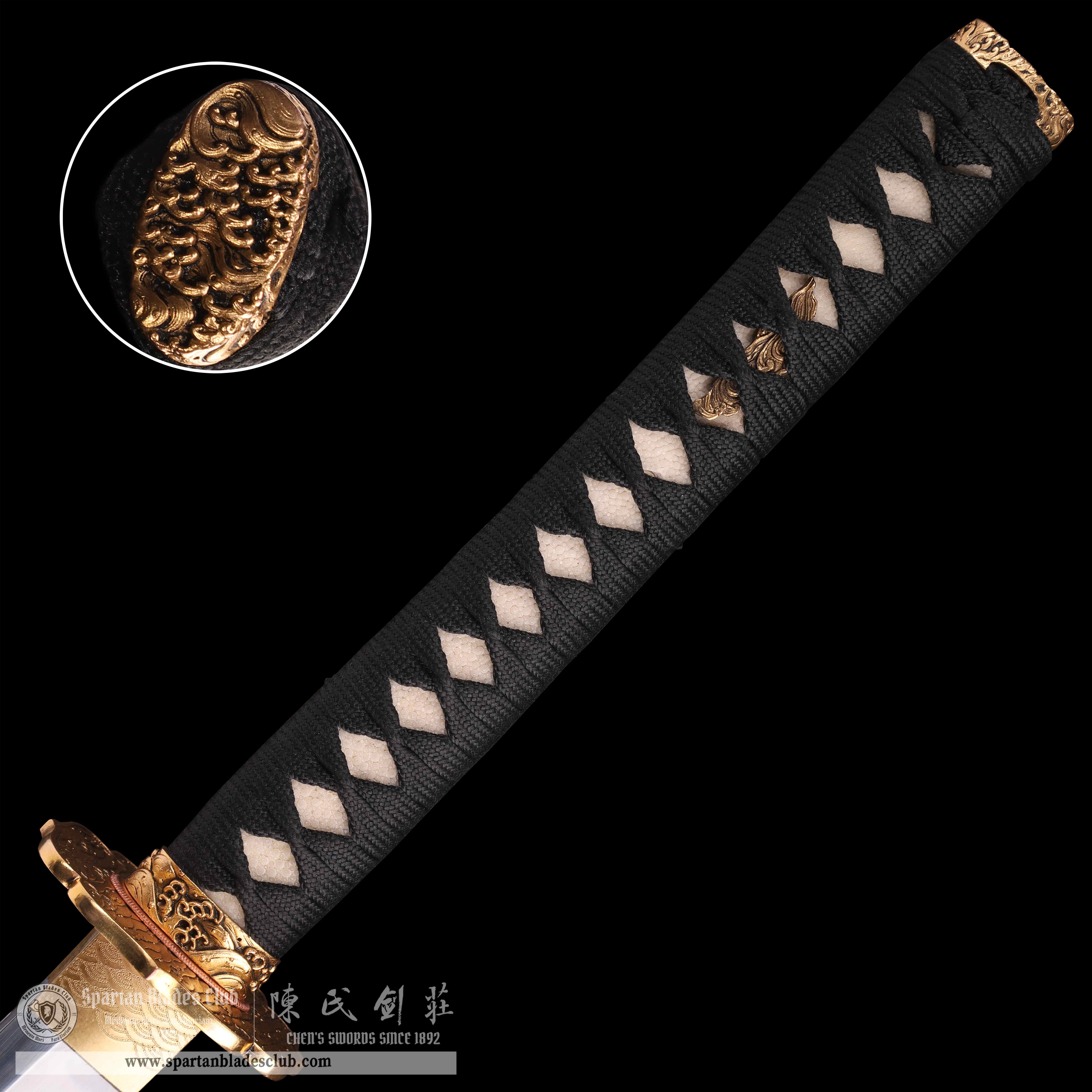 HY49 | 🐉Xuan Loong  Jin Tao Blade | Katana | T10 Steel | Clay-tempered | Hitatsura Hamon | Black | Loong(Chinese Dragon) | Battle-Ready |Full-tang |Spartan Blades Club | CHEN'S SWORDS 1892 - Spartan Blades Club - 陳氏劍莊1892