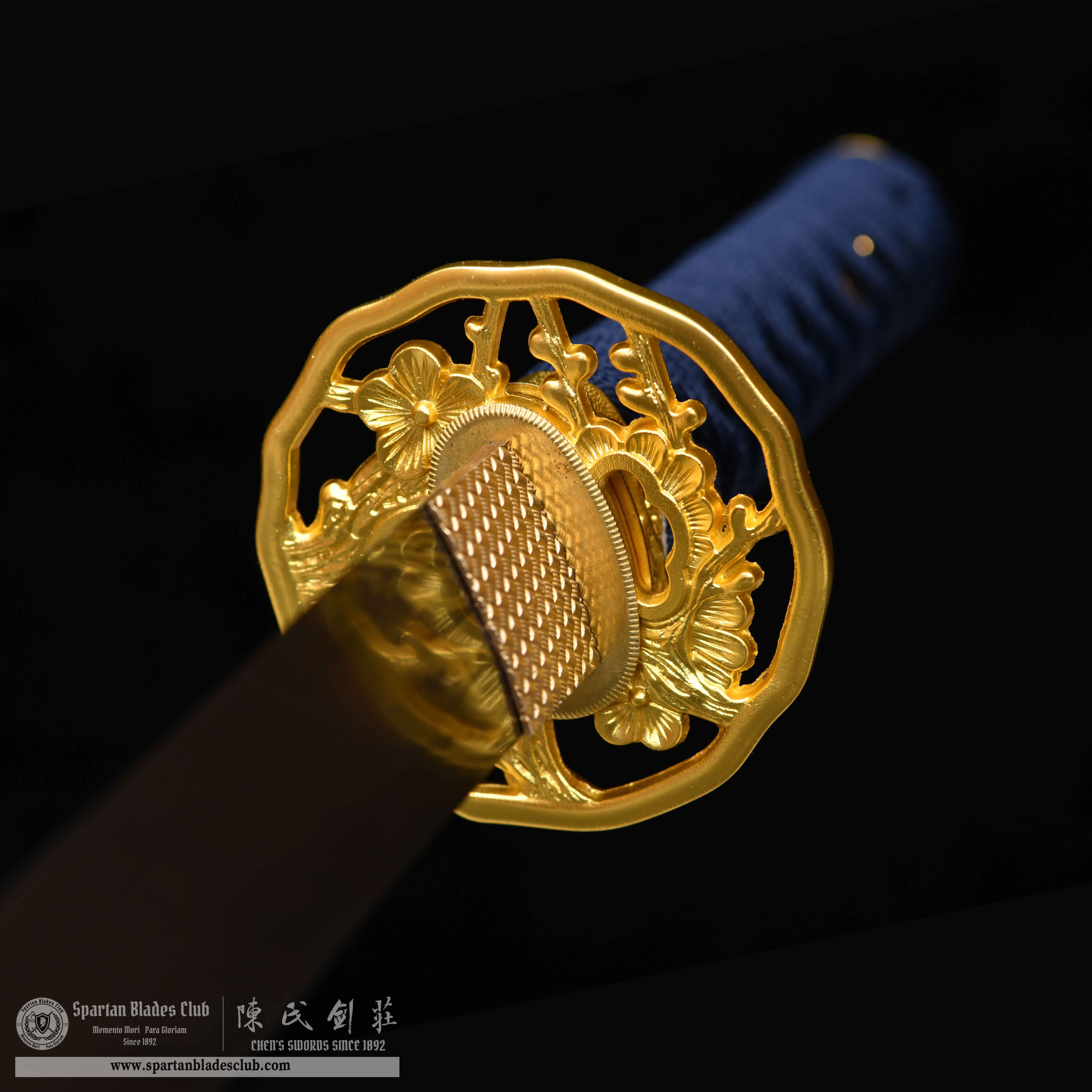 HY47|Aizome Surf Samurai|Wakizashi|Damascus steel|Blue|Battle-Ready|Full-tang|Spartan Blades Club|CHEN'S SWORDS 1892 - Spartan Blades Club - 陳氏劍莊1892