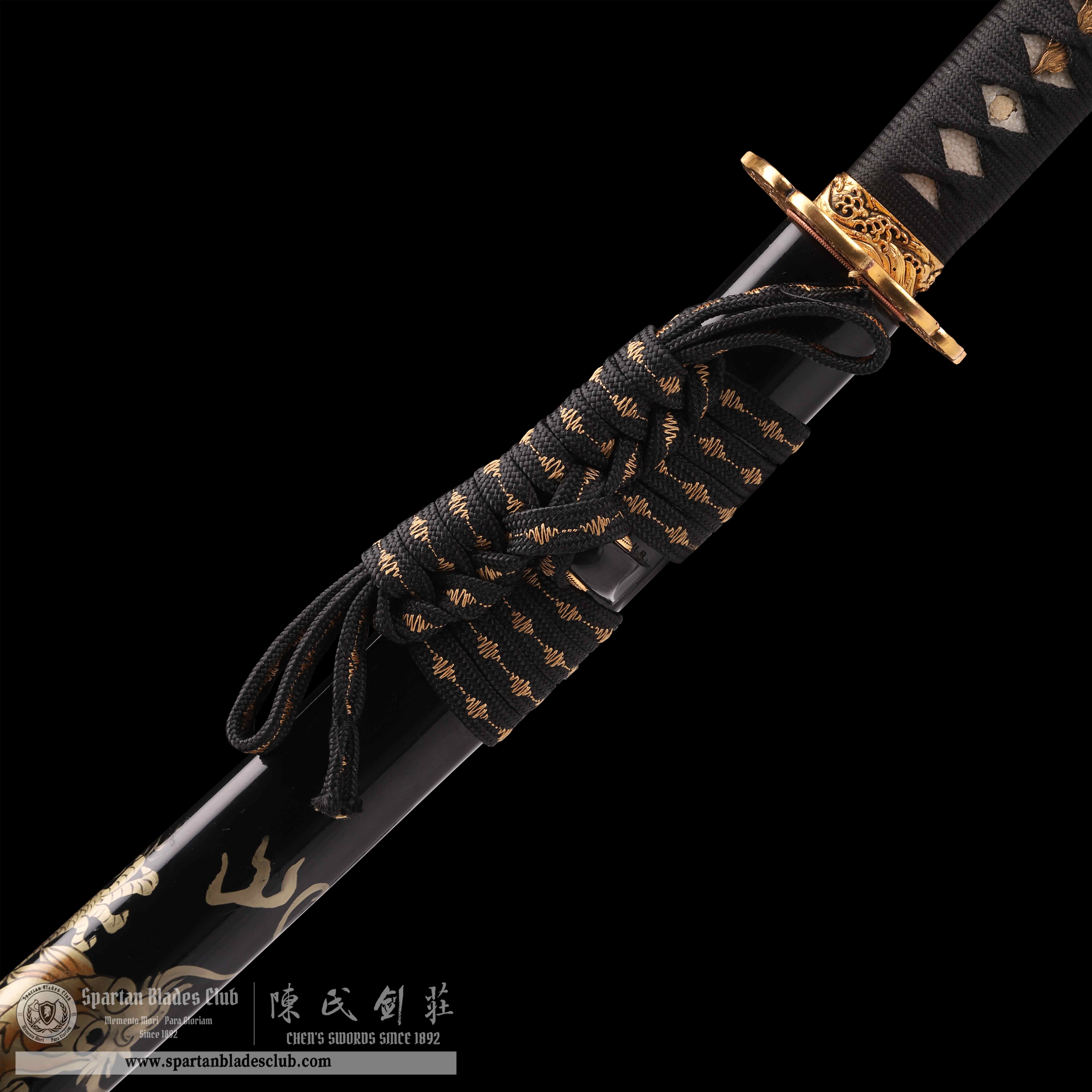 HY49 | 🐉Xuan Loong  Jin Tao Blade | Katana | T10 Steel | Clay-tempered | Hitatsura Hamon | Black | Loong(Chinese Dragon) | Battle-Ready |Full-tang |Spartan Blades Club | CHEN'S SWORDS 1892 - Spartan Blades Club - 陳氏劍莊1892
