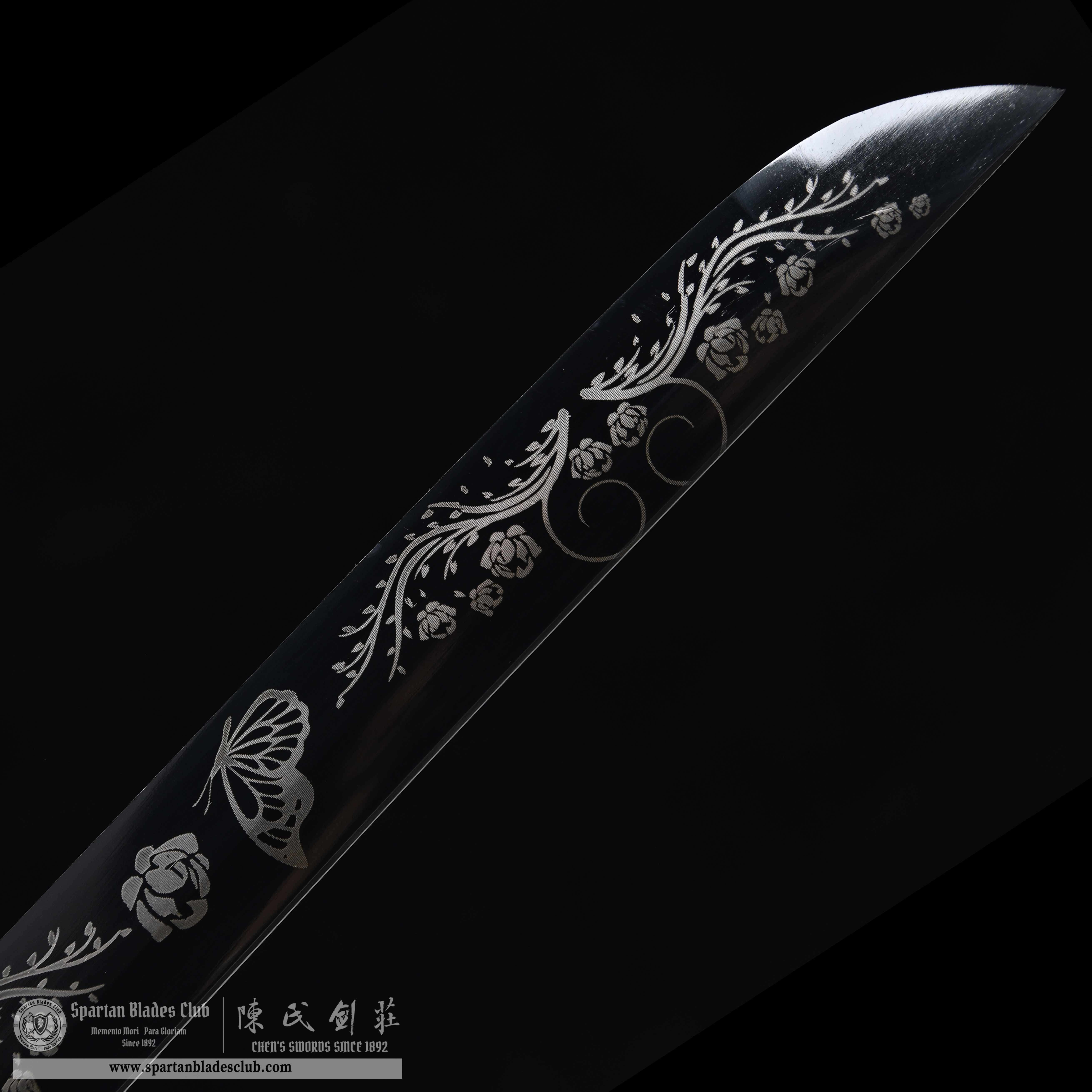 HY50 | Die Ye Hua Blade | Katana | High manganese stee | Black | Flower&Butterfly | Battle-Ready | Full-tang | Spartan Blades Club | CHEN'S SWORDS 1892 - Spartan Blades Club