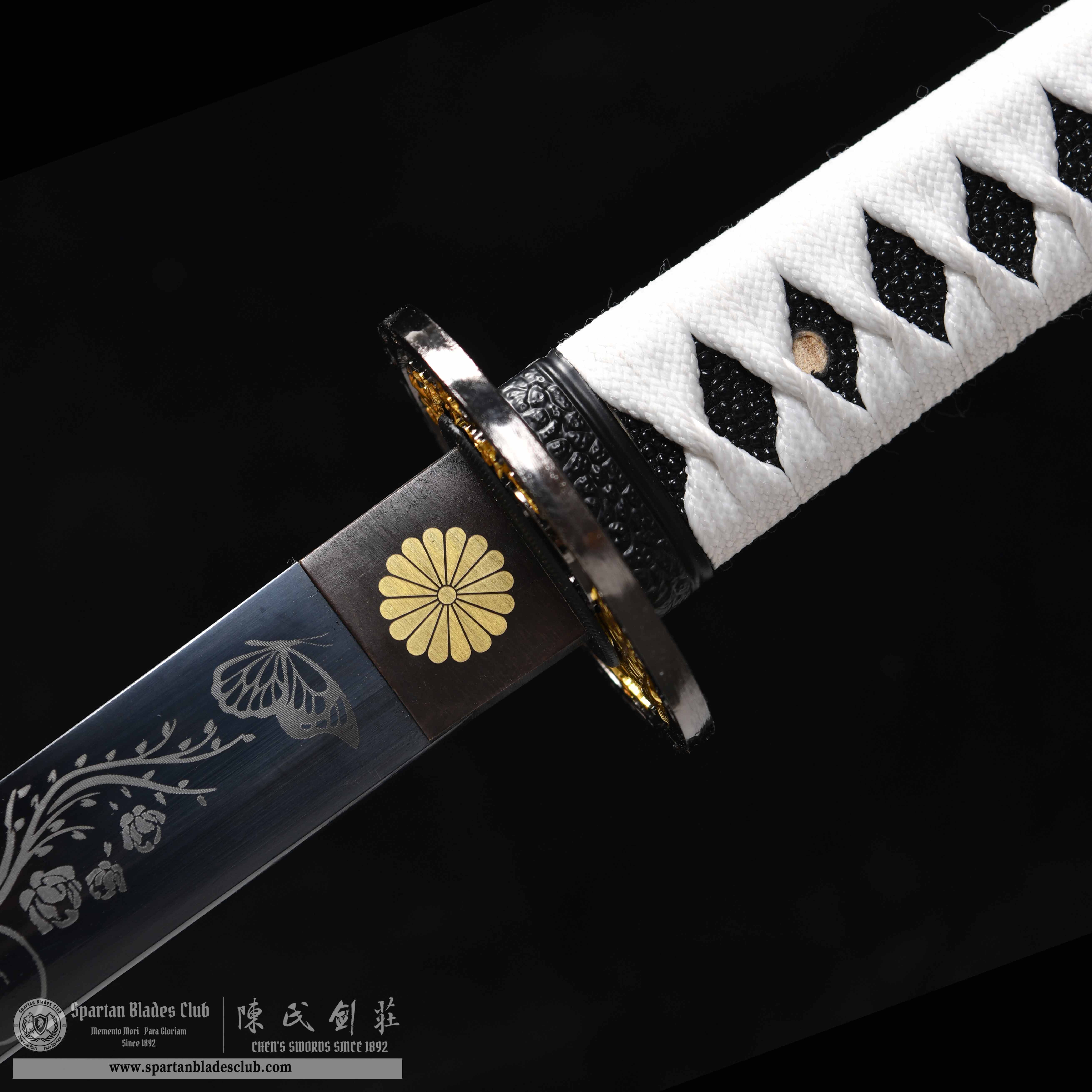 HY50 | Die Ye Hua Blade | Katana | High manganese stee | Black | Flower&Butterfly | Battle-Ready | Full-tang | Spartan Blades Club | CHEN'S SWORDS 1892 - Spartan Blades Club