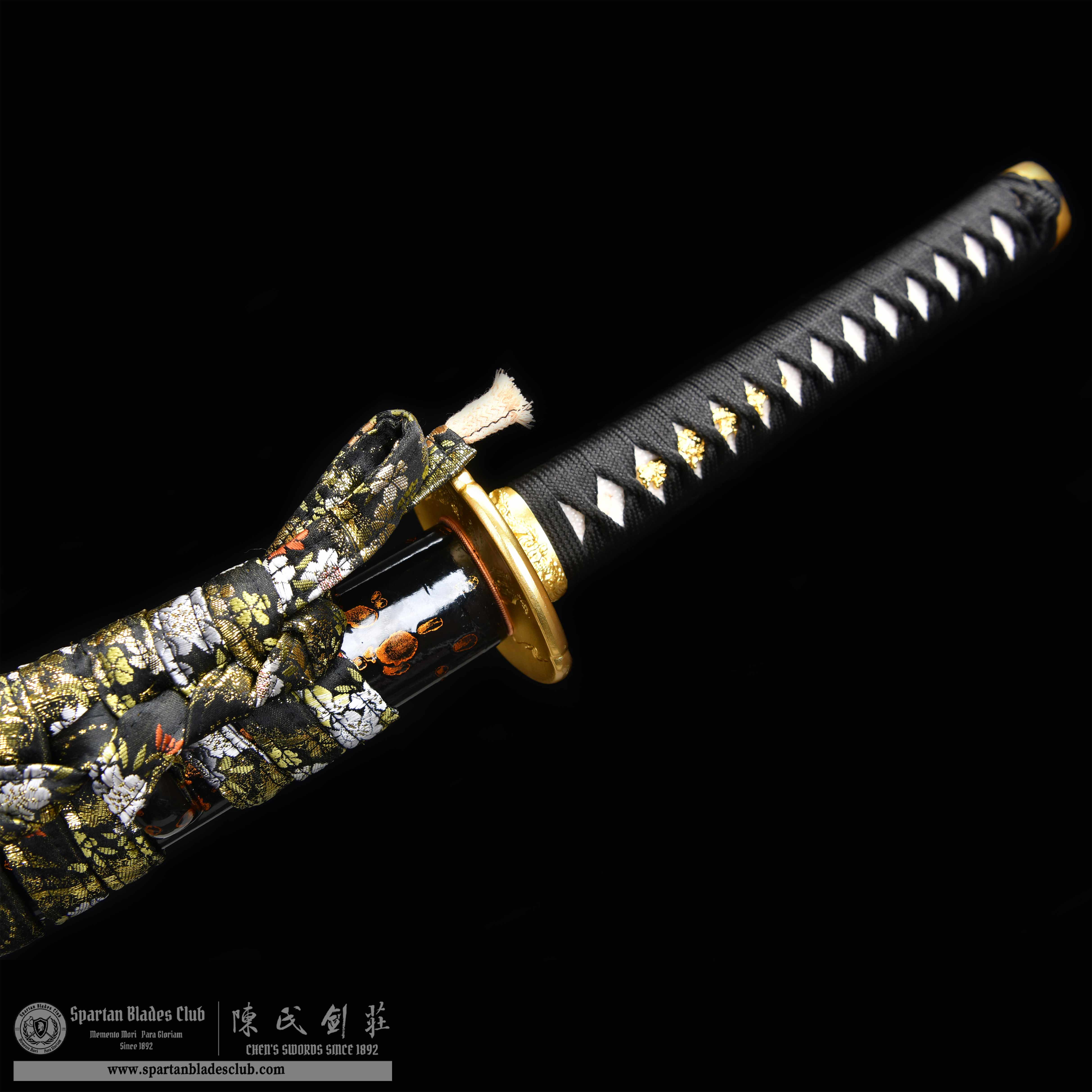 HY54 | Poshroud Samurai | Katana | T10 steel | Clay-tempered | Real Hamon | Hadori Polishing | Black&Golden | Battle-Ready | Full-tang | Spartan Blades Club | CHEN'S SWORDS 1892 - Spartan Blades Club
