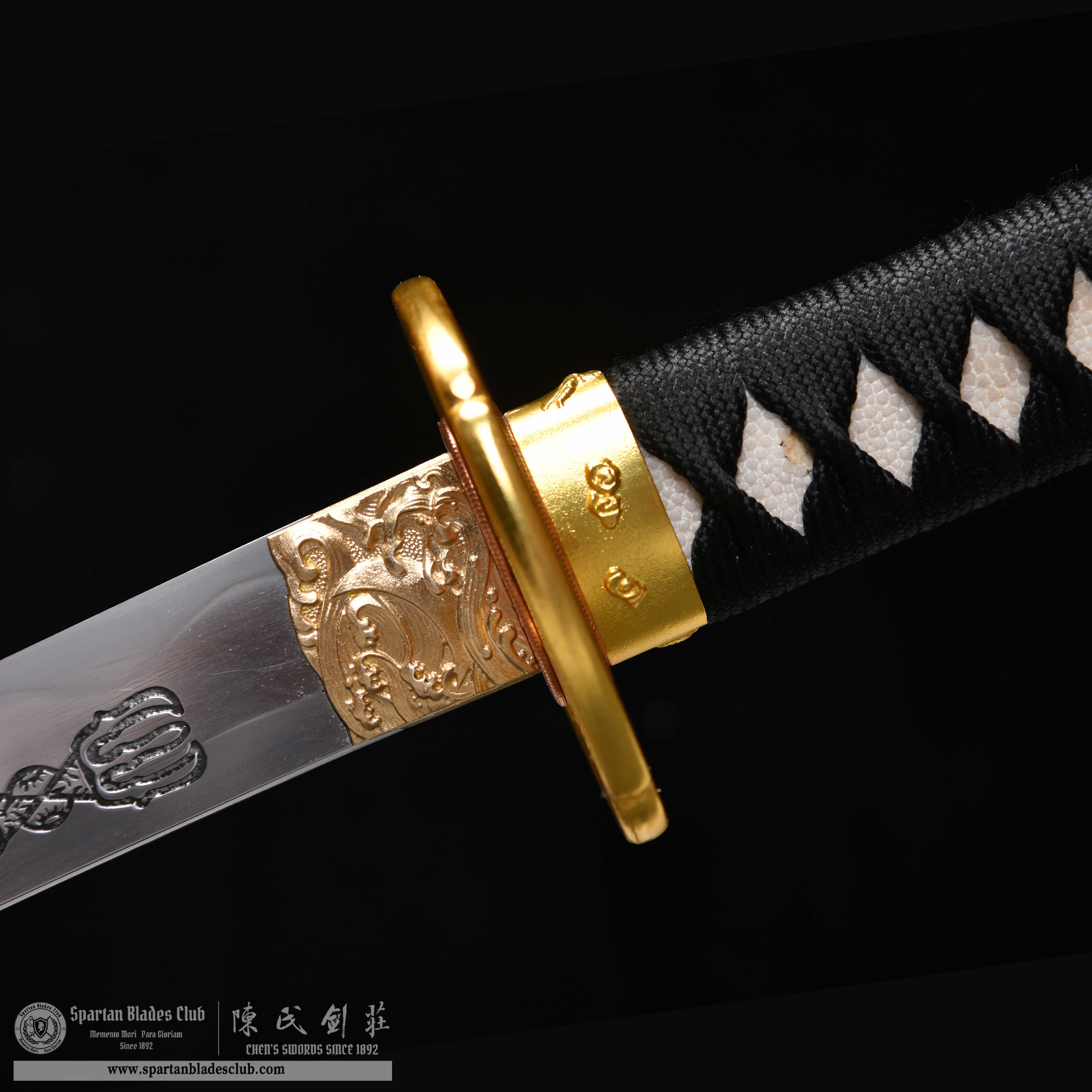 HY54 | Poshroud Samurai | Katana | T10 steel | Clay-tempered | Real Hamon | Hadori Polishing | Black&Golden | Battle-Ready | Full-tang | Spartan Blades Club | CHEN'S SWORDS 1892 - Spartan Blades Club