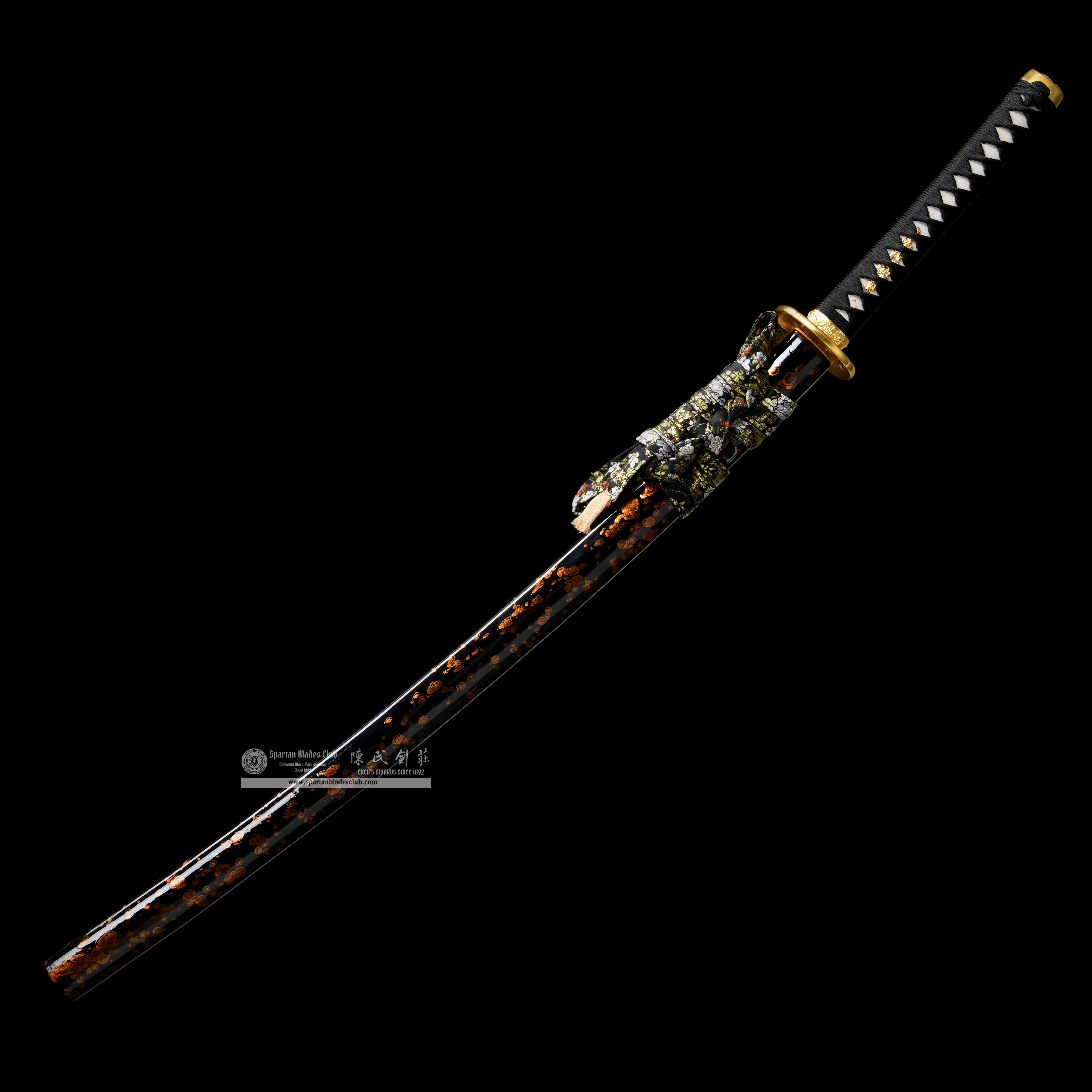 HY54 | Poshroud Samurai | Katana | T10 steel | Clay-tempered | Real Hamon | Hadori Polishing | Black&Golden | Battle-Ready | Full-tang | Spartan Blades Club | CHEN'S SWORDS 1892 - Spartan Blades Club