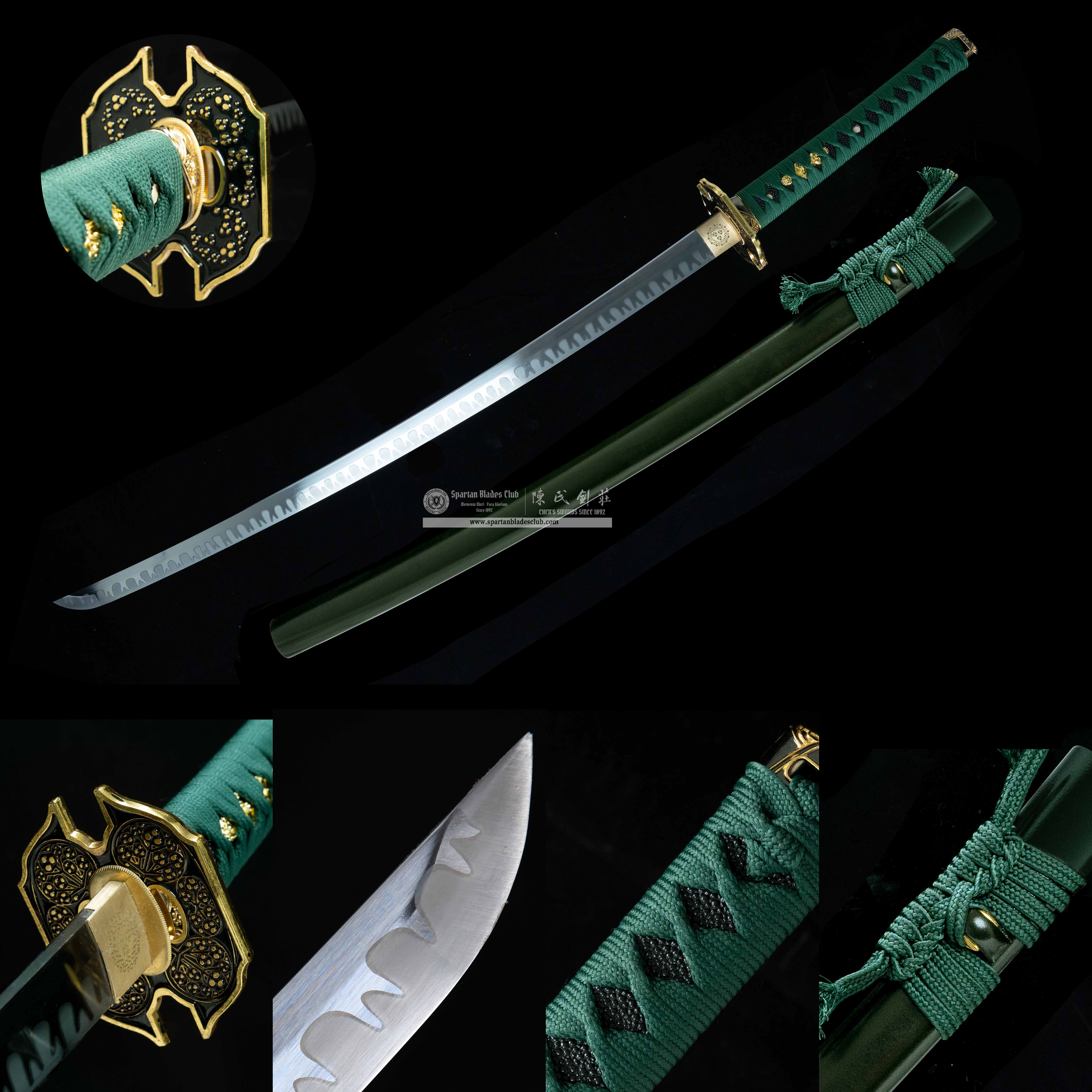 HY55 | Military Soul  | Katana | 65 Mn steel(Spring steel) | Hadori Polishing | Green | Battle-Ready | Full-tang | Spartan Blades Club | CHEN'S SWORDS 1892 - Spartan Blades Club - 陳氏劍莊1892