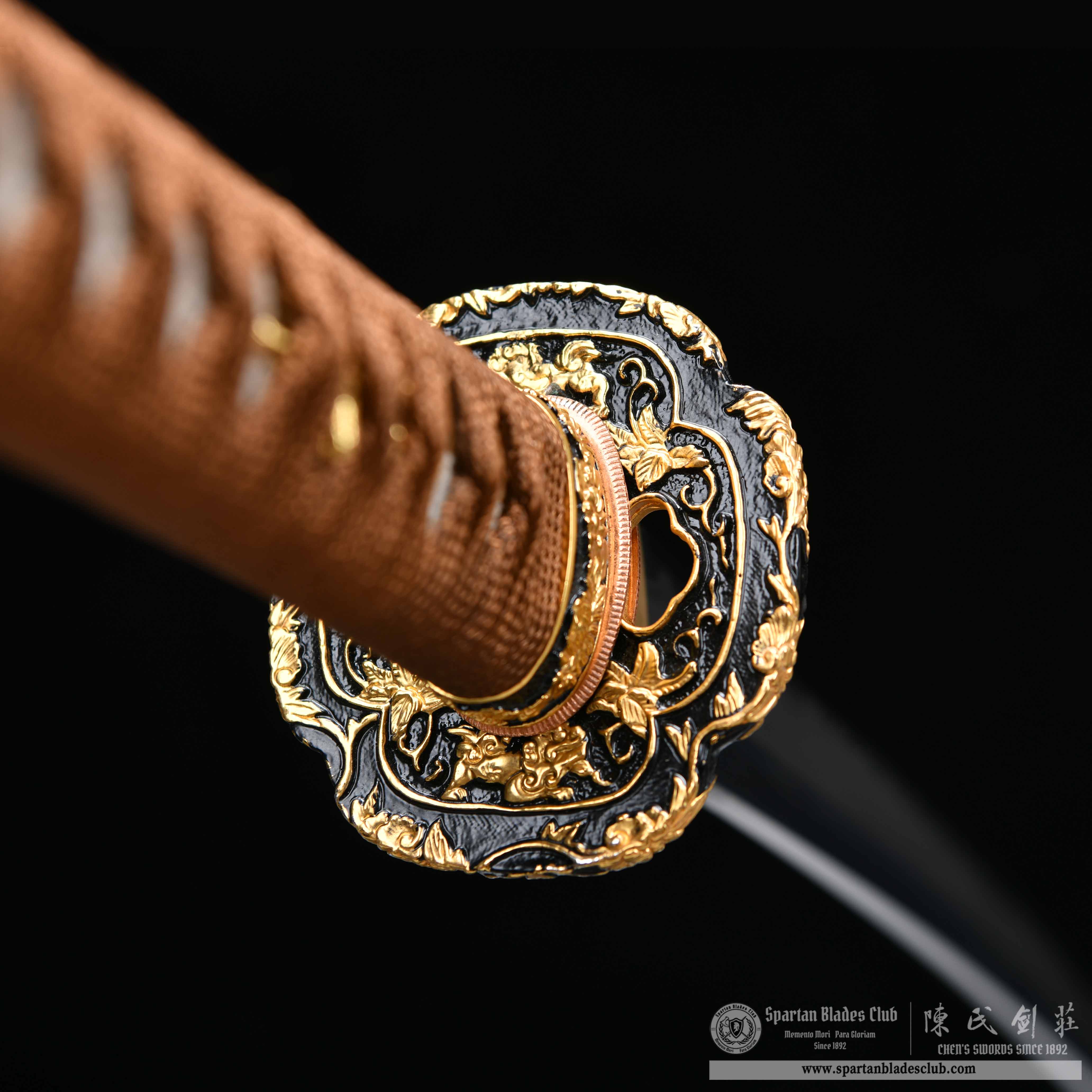 HY56 | Wooden Loong Samurai | Katana | Damascus steel | orange | Loong(Chinese Dragon) | Battle-Ready | Full-tang | Spartan Blades Club | CHEN'S SWORDS 1892 - Spartan Blades Club - 陳氏劍莊1892