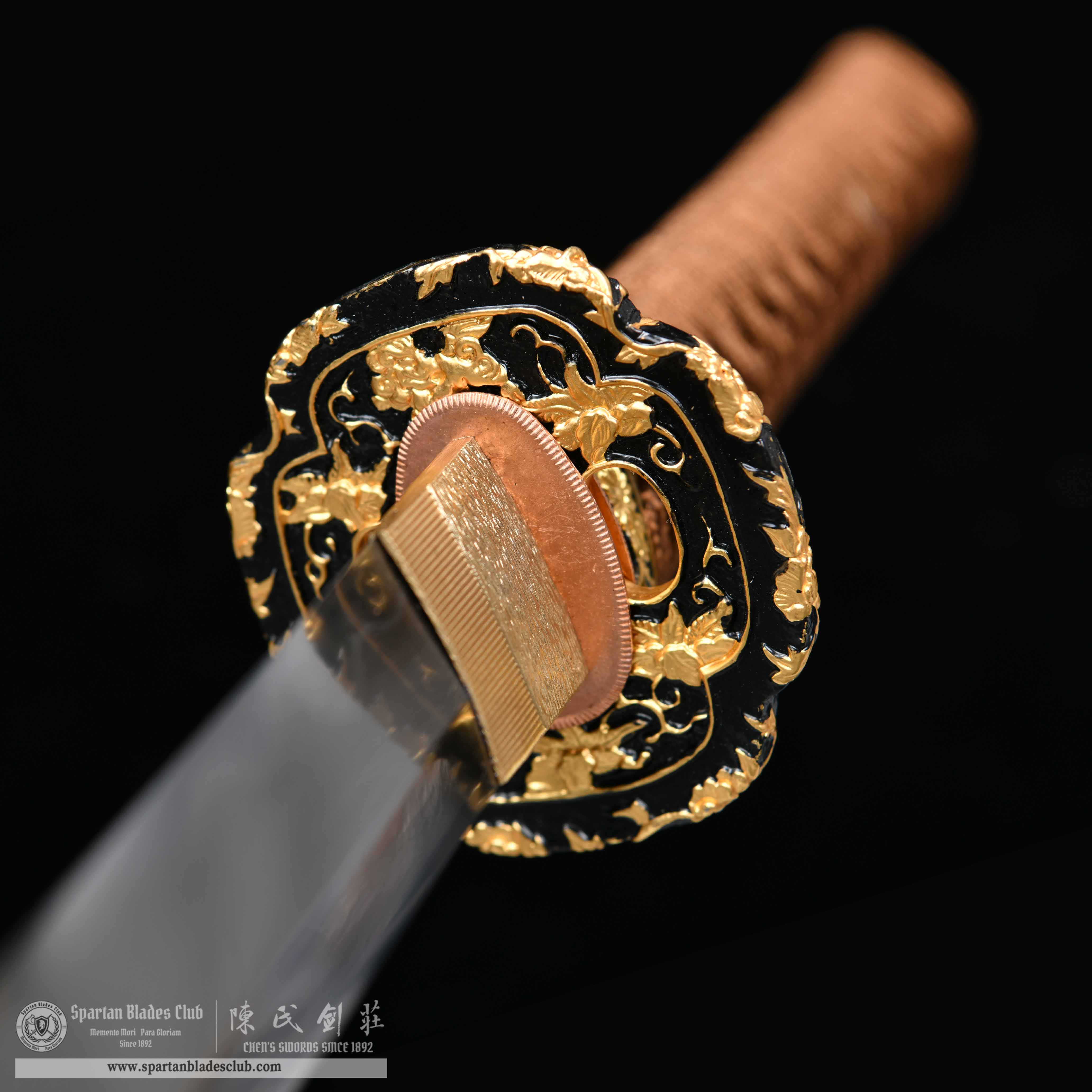 HY56 | Wooden Loong Samurai | Katana | Damascus steel | orange | Loong(Chinese Dragon) | Battle-Ready | Full-tang | Spartan Blades Club | CHEN'S SWORDS 1892 - Spartan Blades Club - 陳氏劍莊1892