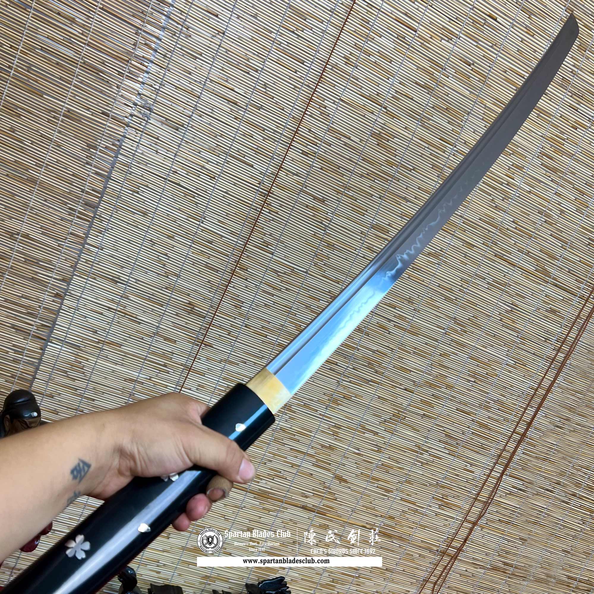 HY57 | O-Ren Ishii's Shirasaya sword in Kill Bill | Shirasaya | T10 Steel Clay-tempered Real Hamon | Black | sakura | Battle-Ready | Full-tang | Spartan Blades Club | CHEN'S SWORDS 1892 - Spartan Blades Club - 陳氏劍莊1892