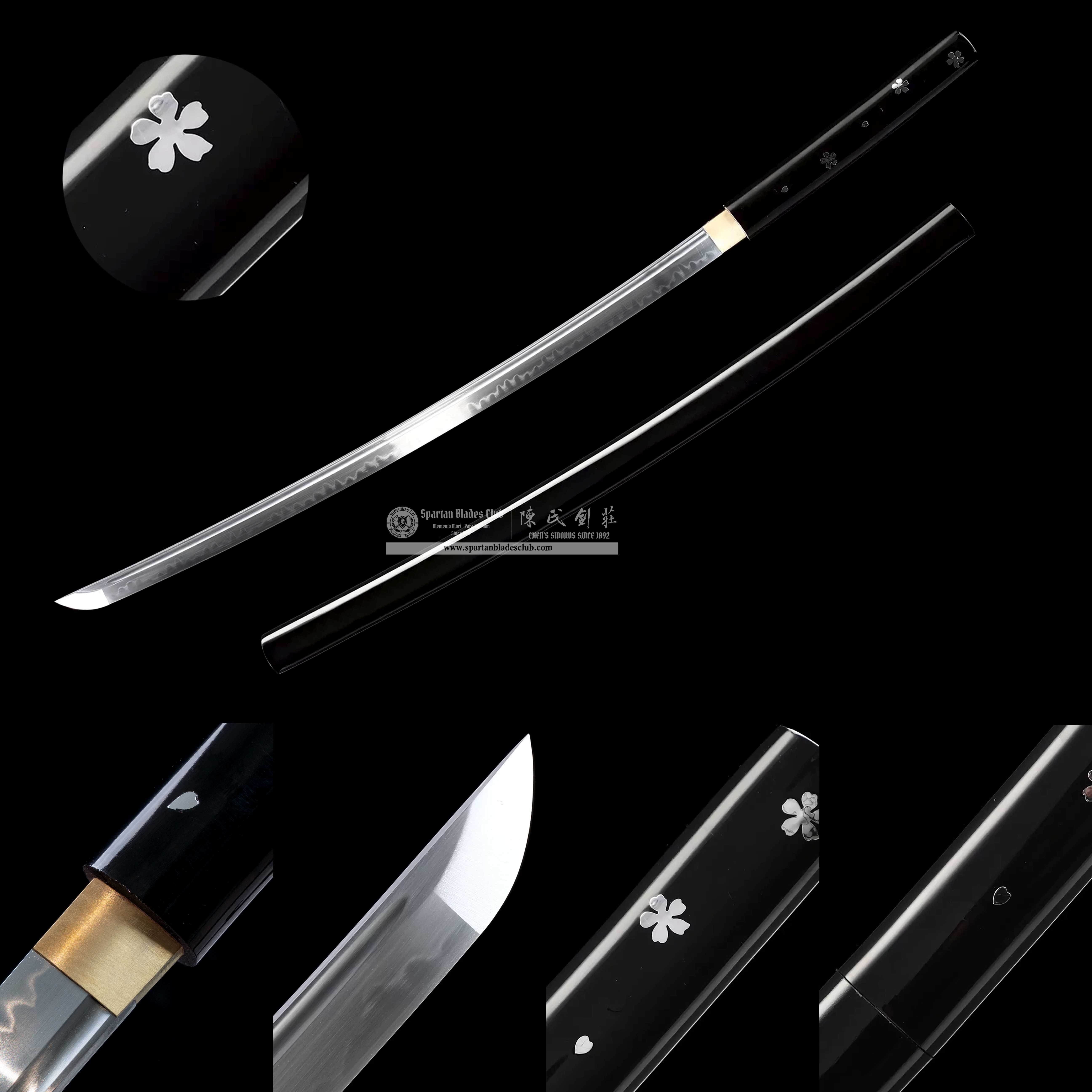 HY57 | O-Ren Ishii's Shirasaya sword in Kill Bill | Shirasaya | T10 Steel Clay-tempered Real Hamon | Black | sakura | Battle-Ready | Full-tang | Spartan Blades Club | CHEN'S SWORDS 1892 - Spartan Blades Club - 陳氏劍莊1892