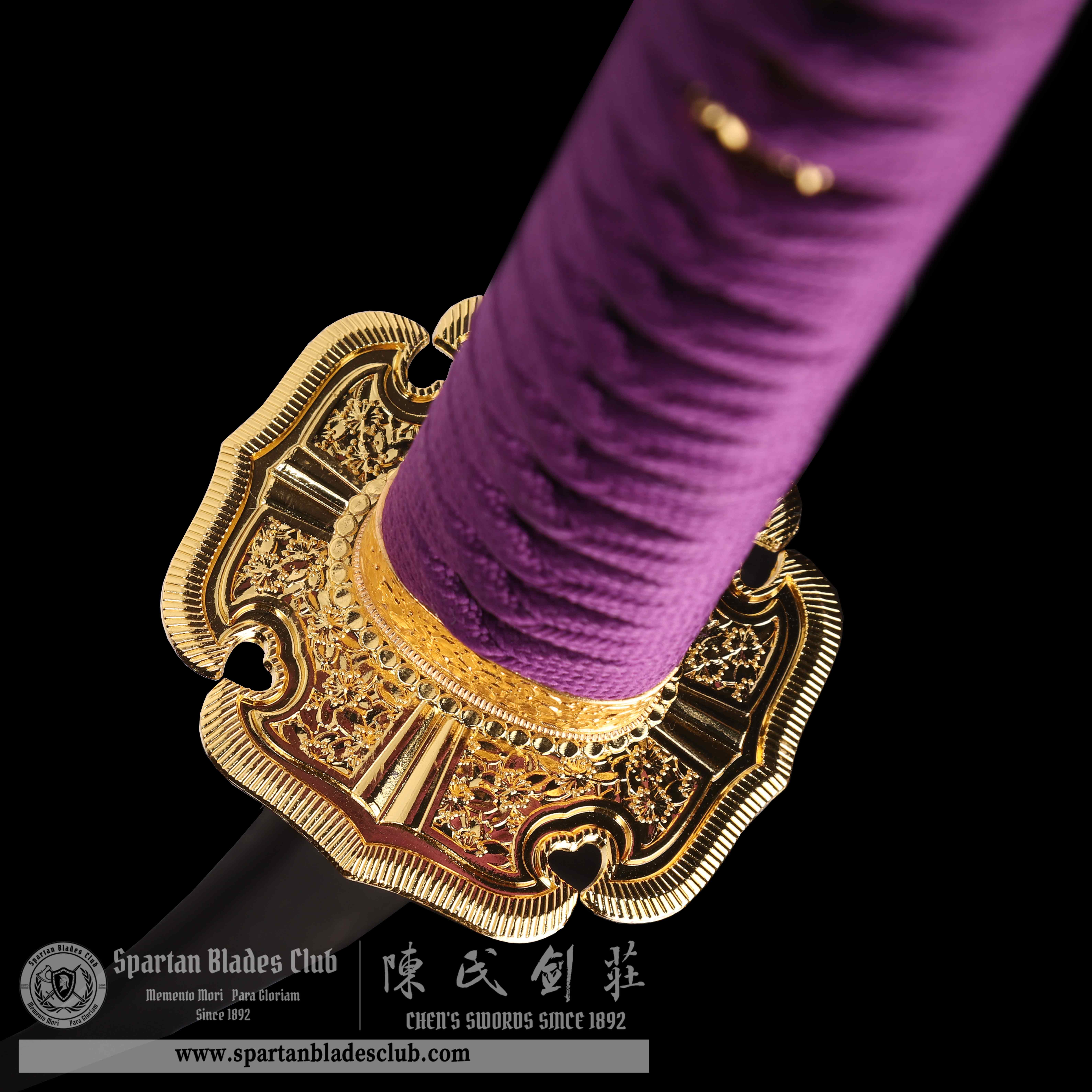 HY46 | 🟣Murasaikane Samurai 🌟| Tachi | Damascus steel | Purple&Golden | Battle-Ready |Full-tang |Spartan Blades Club | CHEN'S SWORDS 1892 - Spartan Blades Club - 陳氏劍莊1892