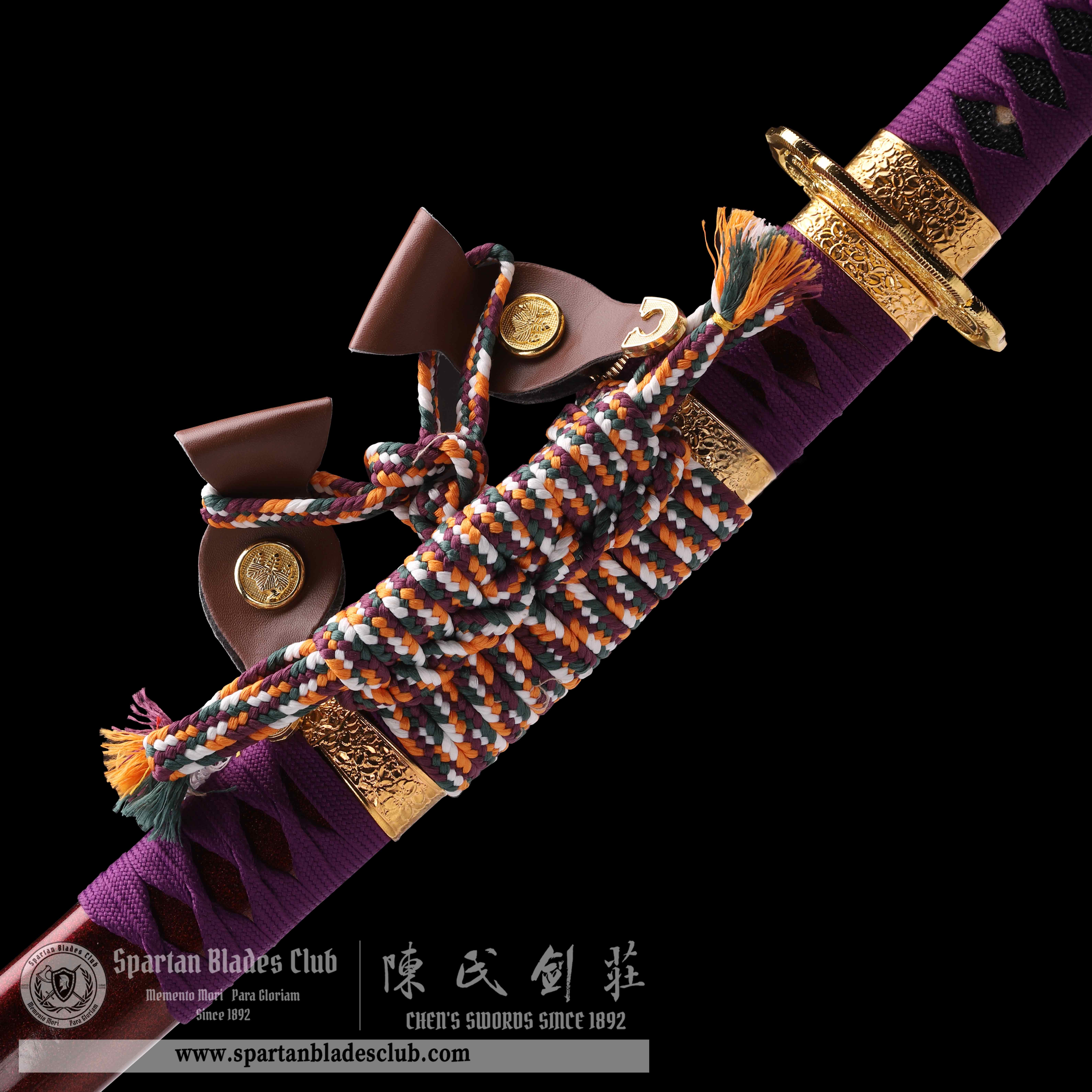 HY46 | 🟣Murasaikane Samurai 🌟| Tachi | Damascus steel | Purple&Golden | Battle-Ready |Full-tang |Spartan Blades Club | CHEN'S SWORDS 1892 - Spartan Blades Club - 陳氏劍莊1892
