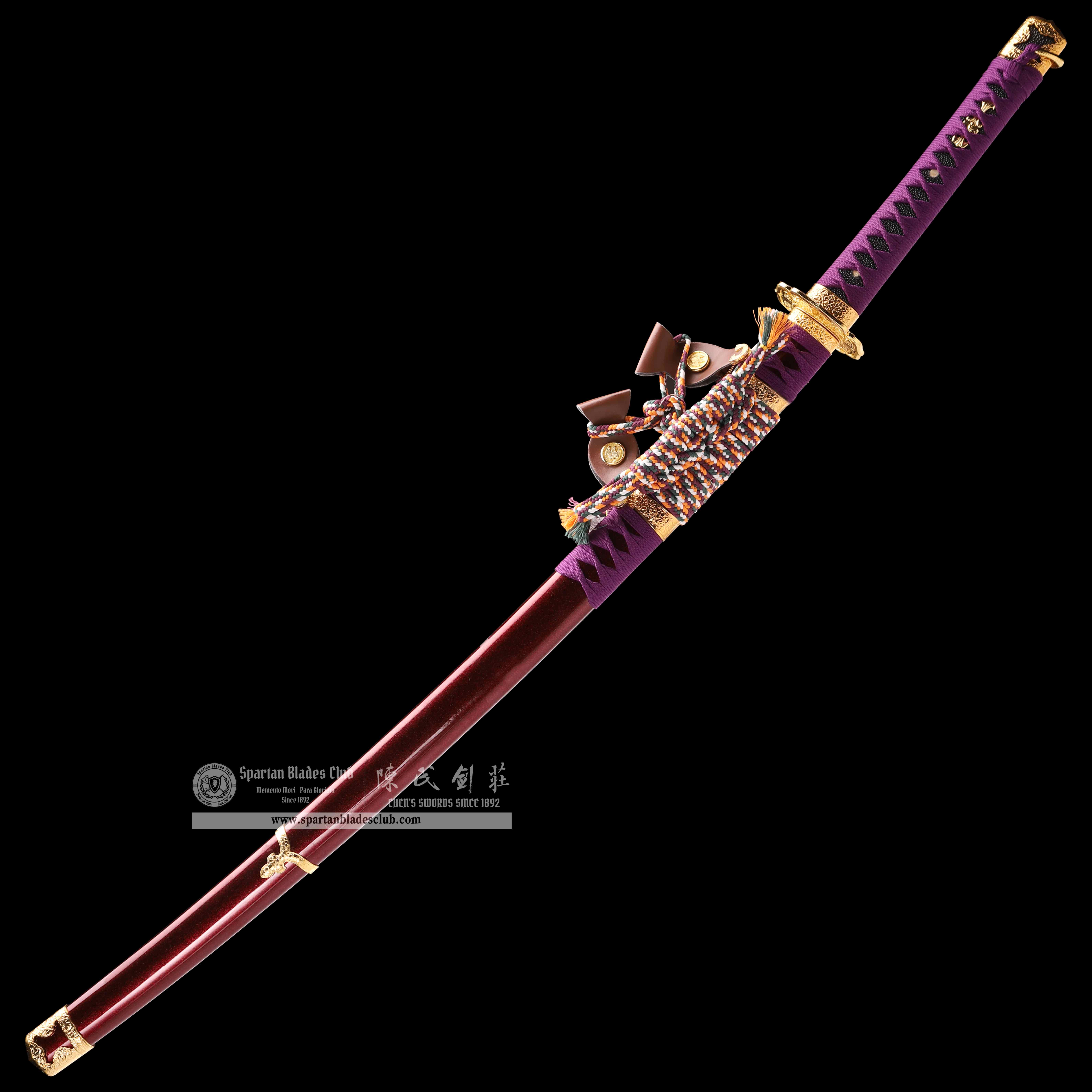 HY46 | 🟣Murasaikane Samurai 🌟| Tachi | Damascus steel | Purple&Golden | Battle-Ready |Full-tang |Spartan Blades Club | CHEN'S SWORDS 1892 - Spartan Blades Club - 陳氏劍莊1892