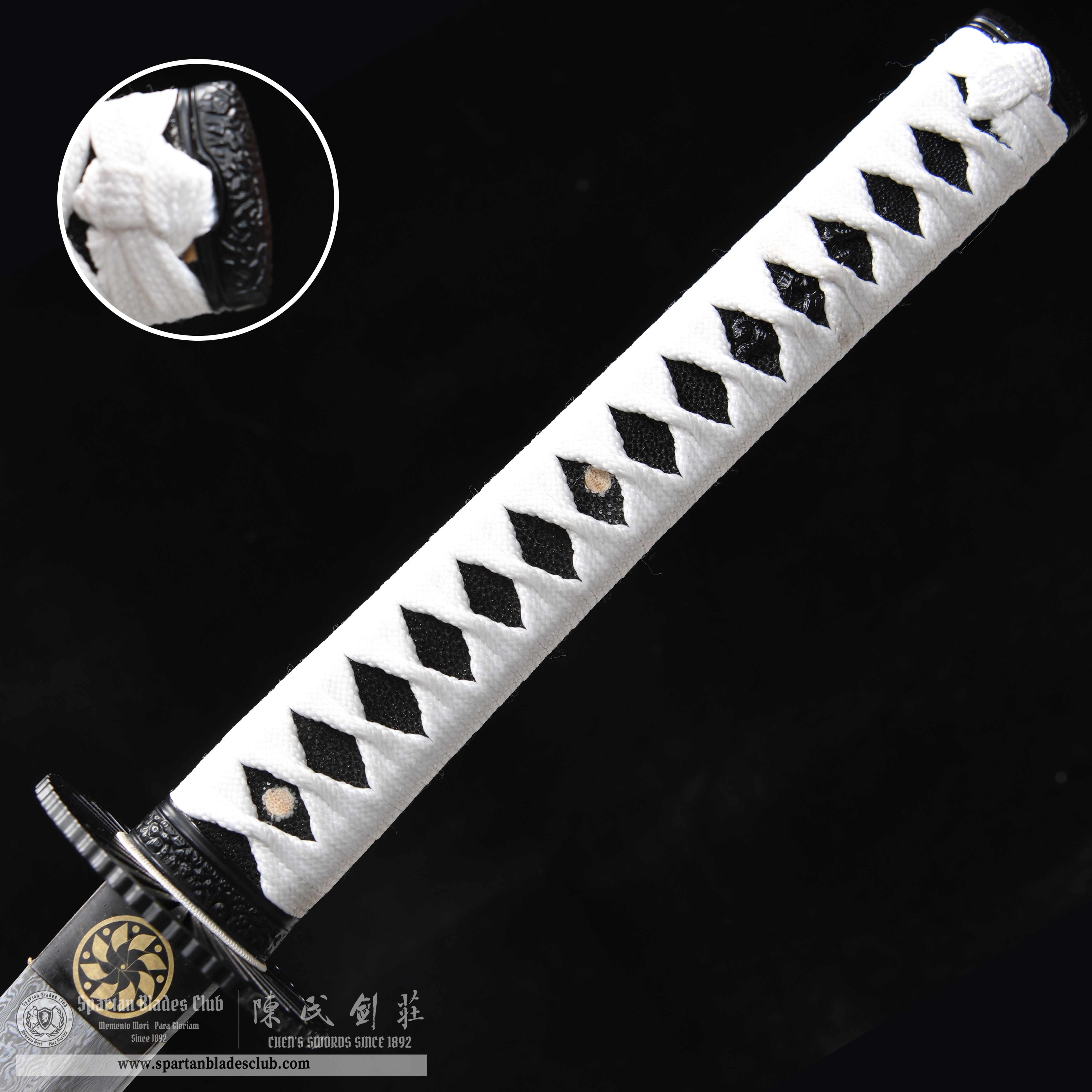 HY59 | Xuan Su Samurai | Katana | Damascus steel | Black&White | Battle-Ready | Full-tang | Spartan Blades Club | CHEN'S SWORDS 1892 - Spartan Blades Club - 陳氏劍莊1892