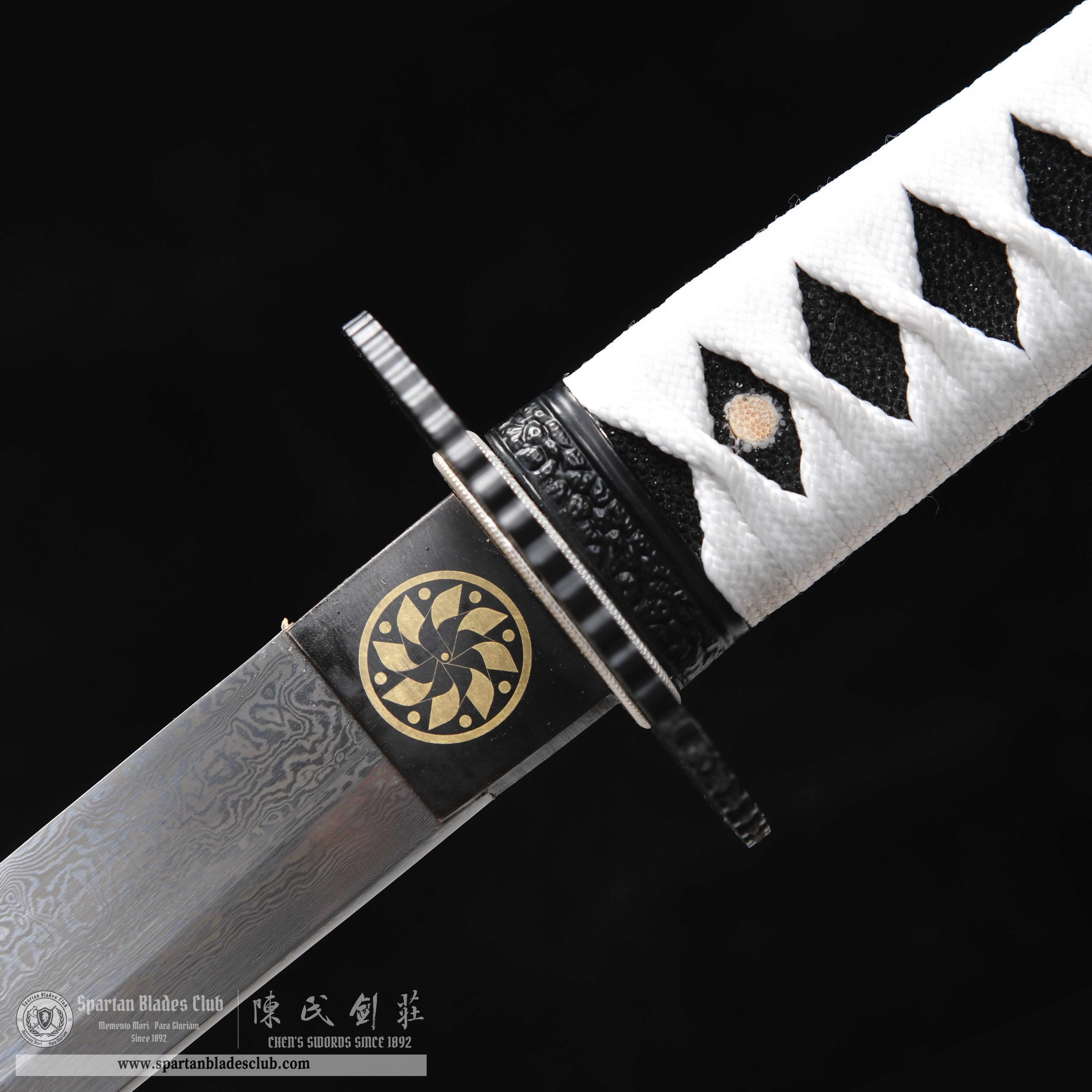 HY59 | Xuan Su Samurai | Katana | Damascus steel | Black&White | Battle-Ready | Full-tang | Spartan Blades Club | CHEN'S SWORDS 1892 - Spartan Blades Club - 陳氏劍莊1892