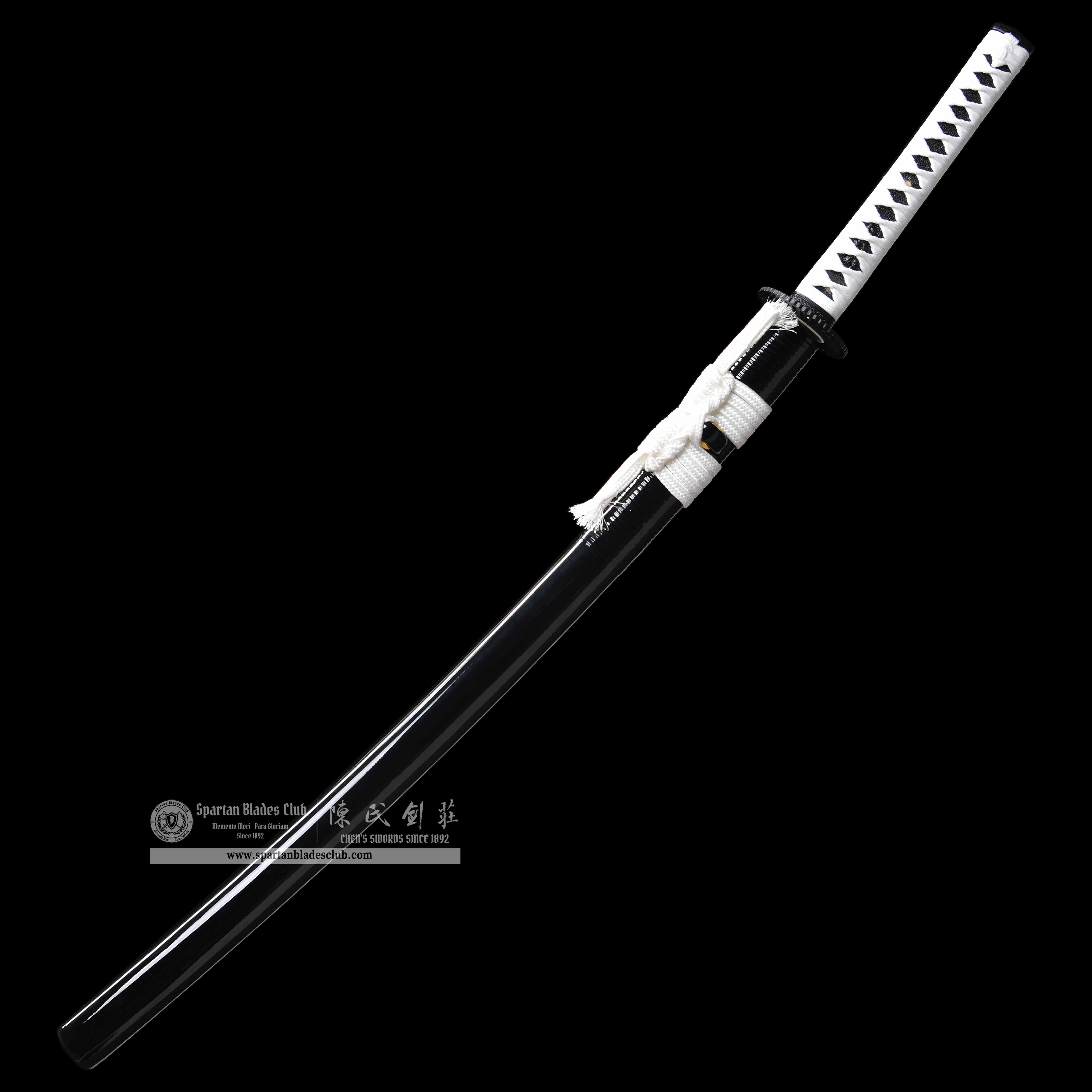 HY59 | Xuan Su Samurai | Katana | Damascus steel | Black&White | Battle-Ready | Full-tang | Spartan Blades Club | CHEN'S SWORDS 1892 - Spartan Blades Club - 陳氏劍莊1892