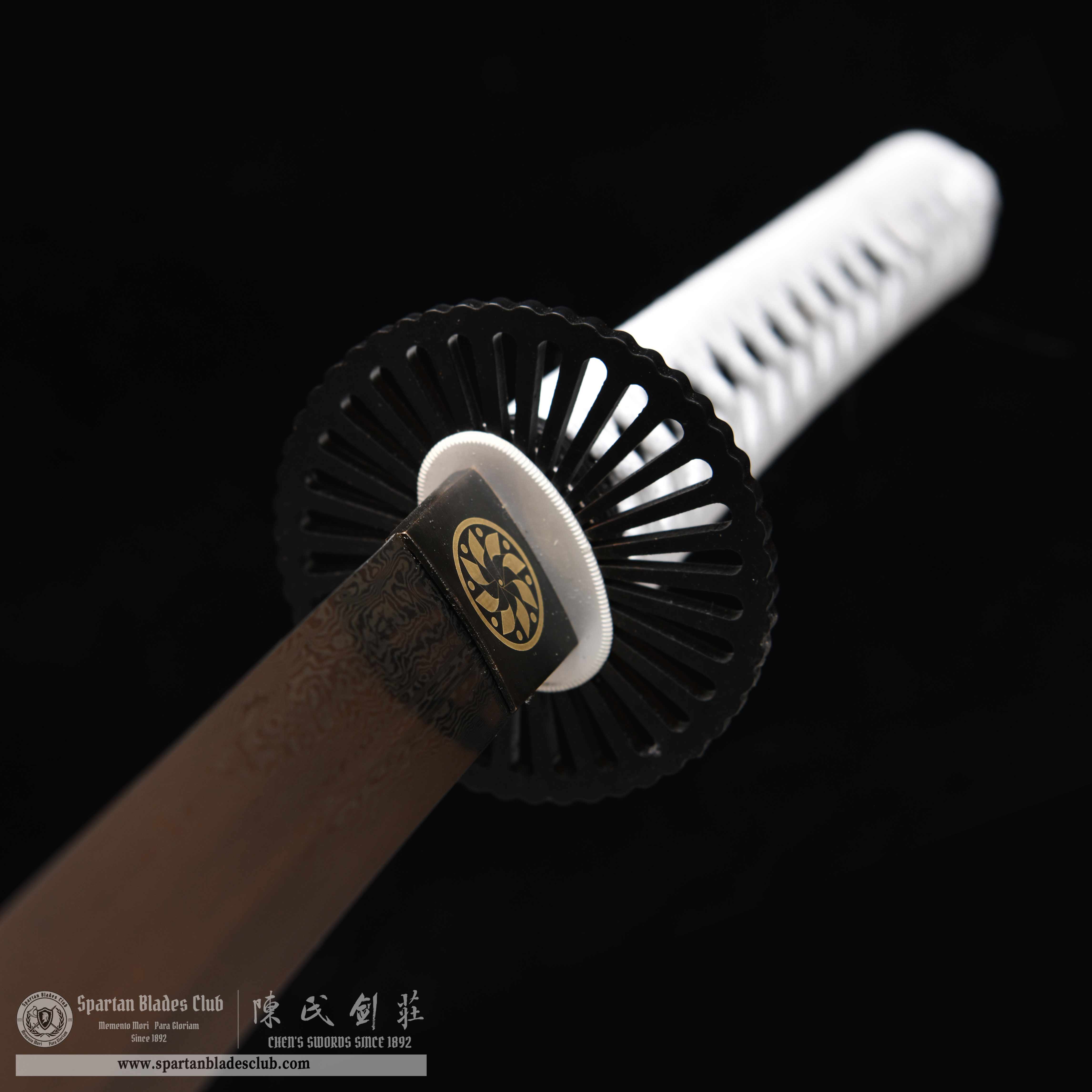 HY59 | Xuan Su Samurai | Katana | Damascus steel | Black&White | Battle-Ready | Full-tang | Spartan Blades Club | CHEN'S SWORDS 1892 - Spartan Blades Club - 陳氏劍莊1892