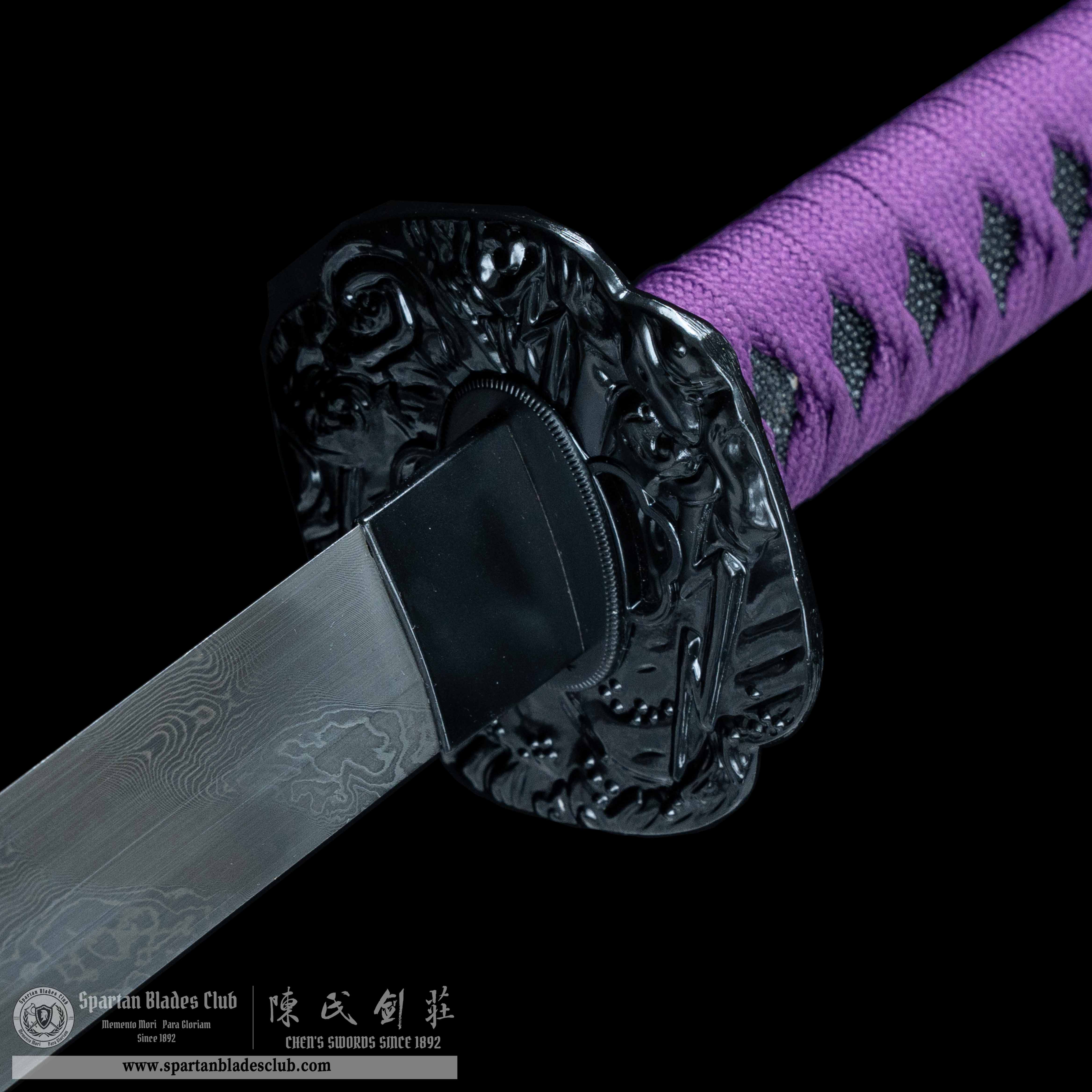 HY61 | Dragon Storm | Katana | Damscus steel | twisted pattern | premium polishing | Black&Purple | Loong(Chinese Dragon) | Battle-Ready | Full-tang | Spartan Blades Club | CHEN'S SWORDS 1892 - Spartan Blades Club - 陳氏劍莊1892