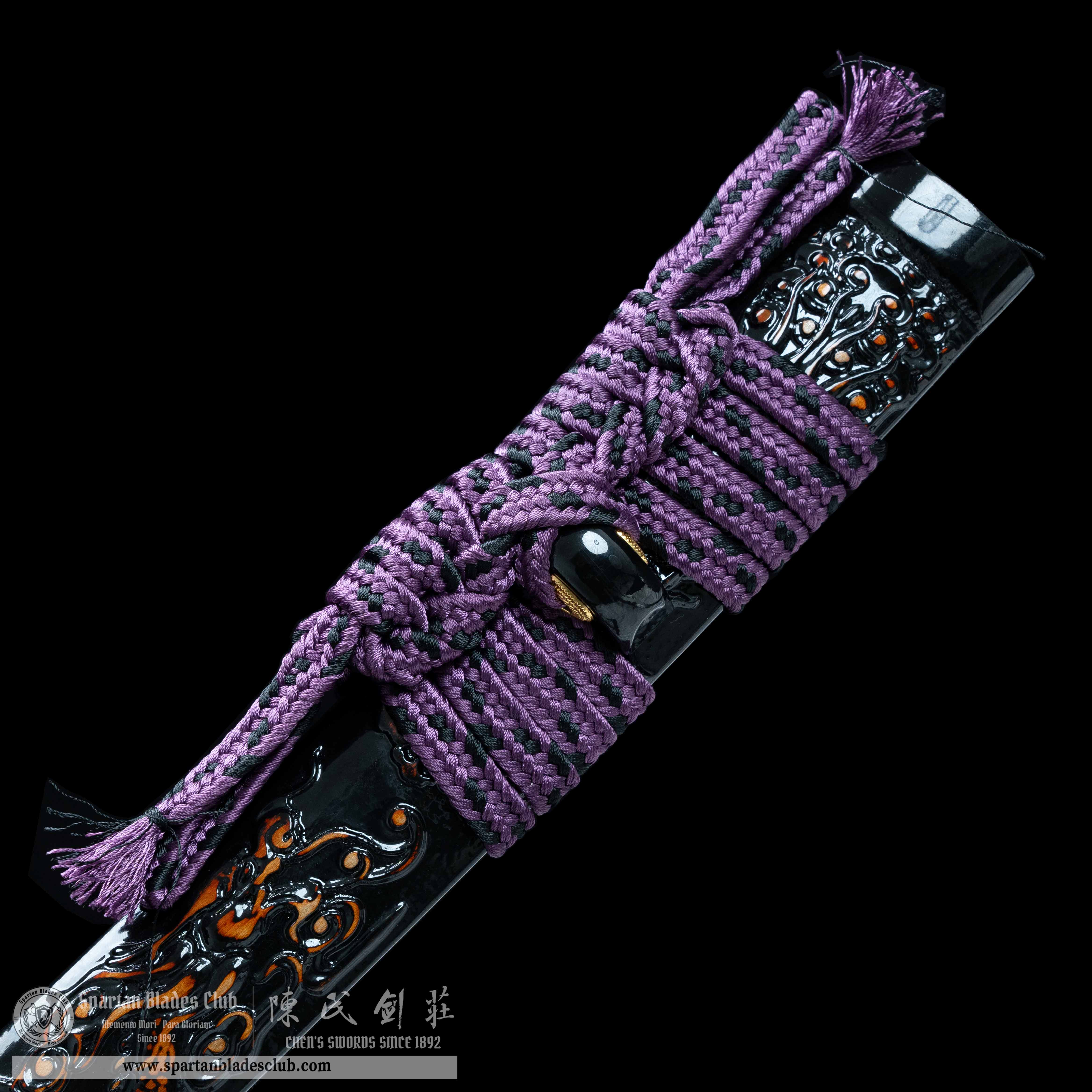 HY61 | Dragon Storm | Katana | Damscus steel | twisted pattern | premium polishing | Black&Purple | Loong(Chinese Dragon) | Battle-Ready | Full-tang | Spartan Blades Club | CHEN'S SWORDS 1892 - Spartan Blades Club - 陳氏劍莊1892