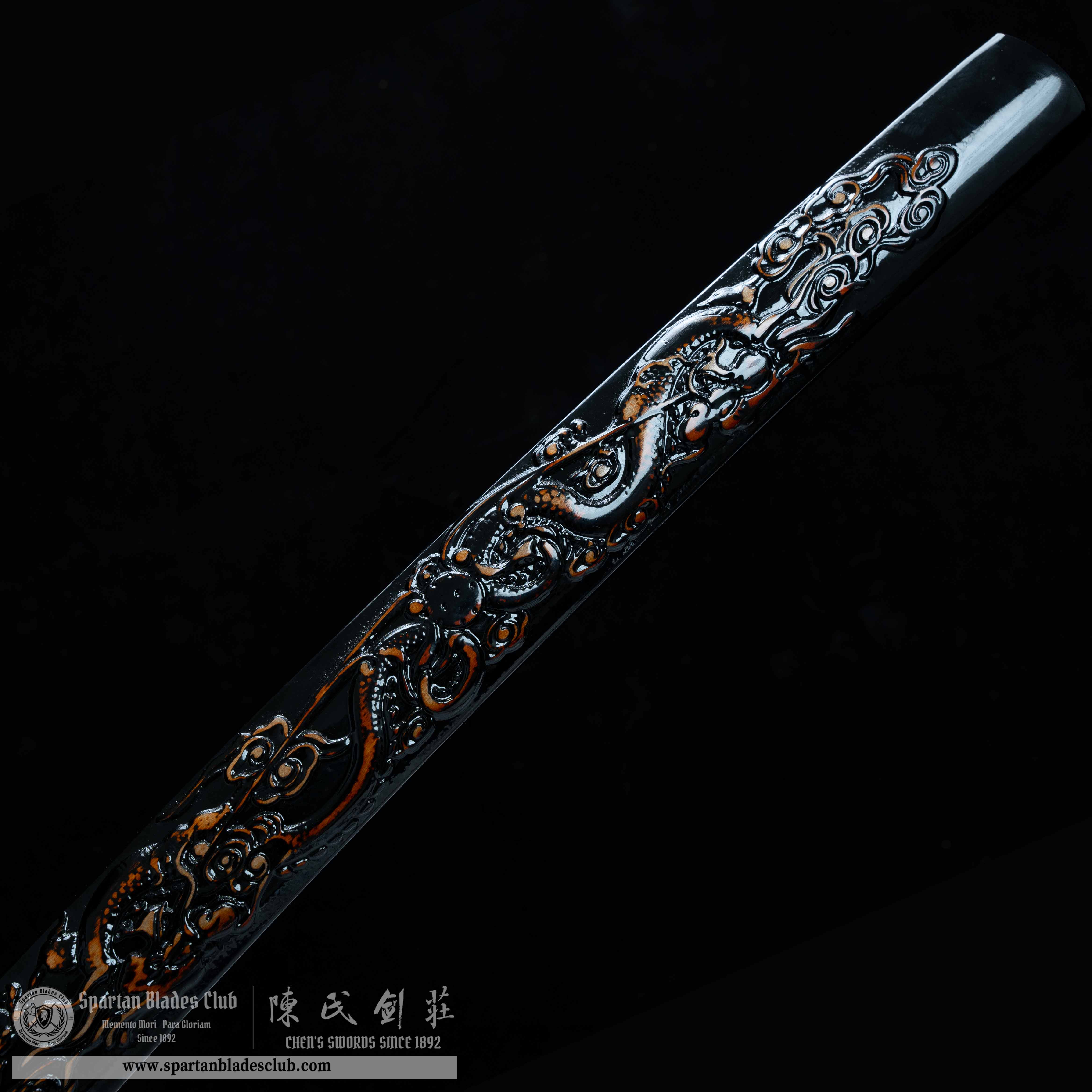 HY61 | Dragon Storm | Katana | Damscus steel | twisted pattern | premium polishing | Black&Purple | Loong(Chinese Dragon) | Battle-Ready | Full-tang | Spartan Blades Club | CHEN'S SWORDS 1892 - Spartan Blades Club - 陳氏劍莊1892