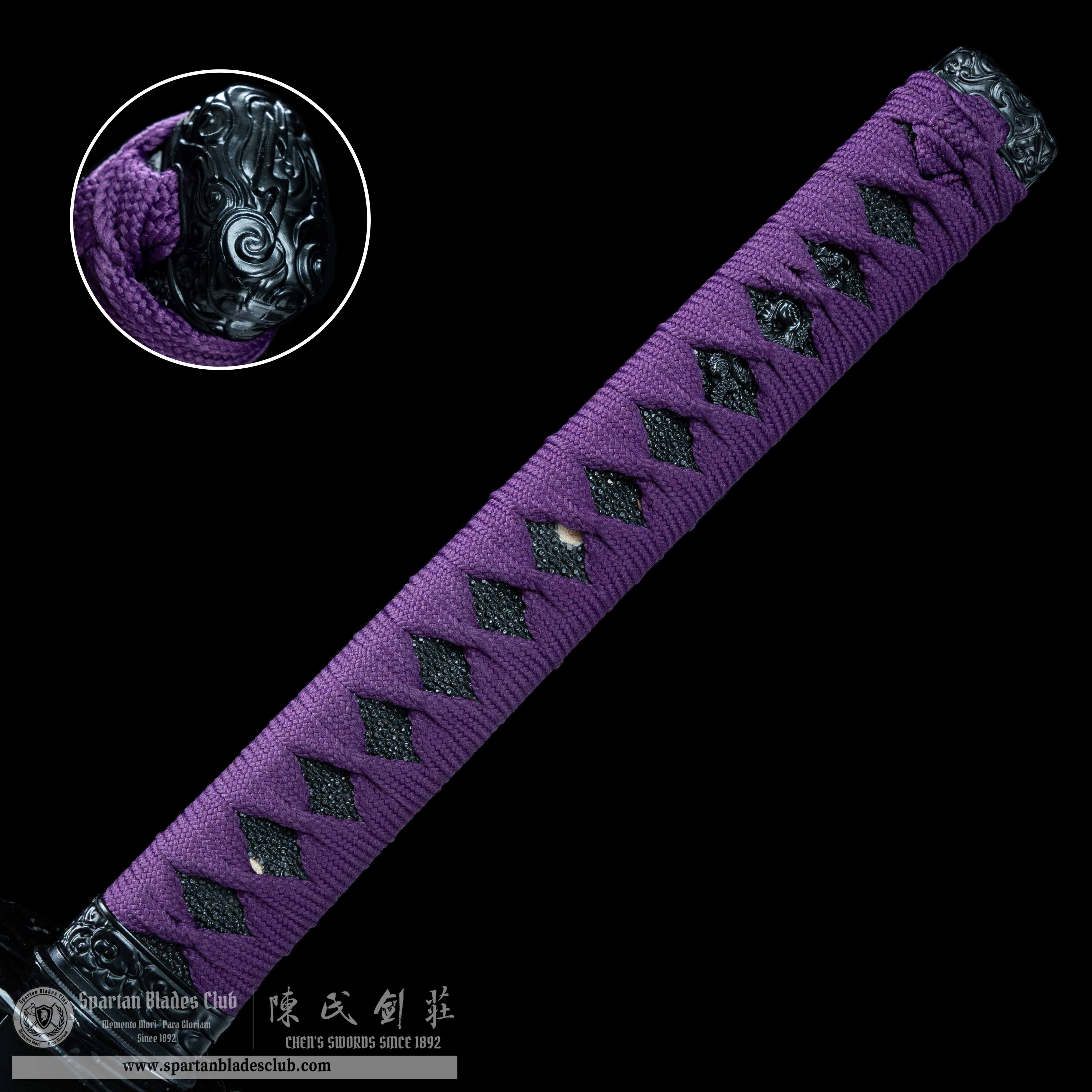 HY61 | Dragon Storm | Katana | Damscus steel | twisted pattern | premium polishing | Black&Purple | Loong(Chinese Dragon) | Battle-Ready | Full-tang | Spartan Blades Club | CHEN'S SWORDS 1892 - Spartan Blades Club - 陳氏劍莊1892