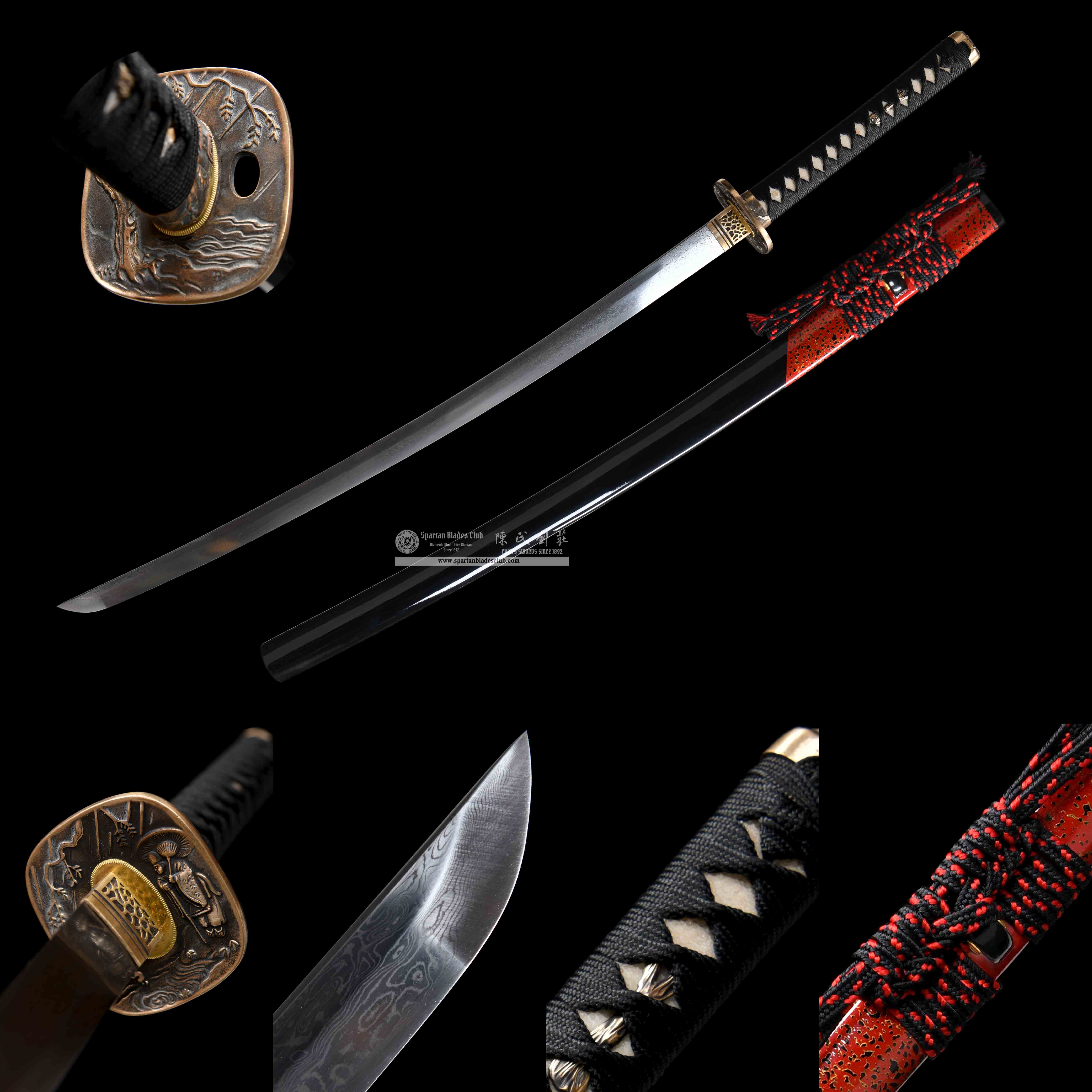 HY62 | Yunchuan Wave - Riding | Katana | Damscus steel | Black&Red | Battle-Ready | Full-tang | Spartan Blades Club | CHEN'S SWORDS 1892 - Spartan Blades Club - 陳氏劍莊1892