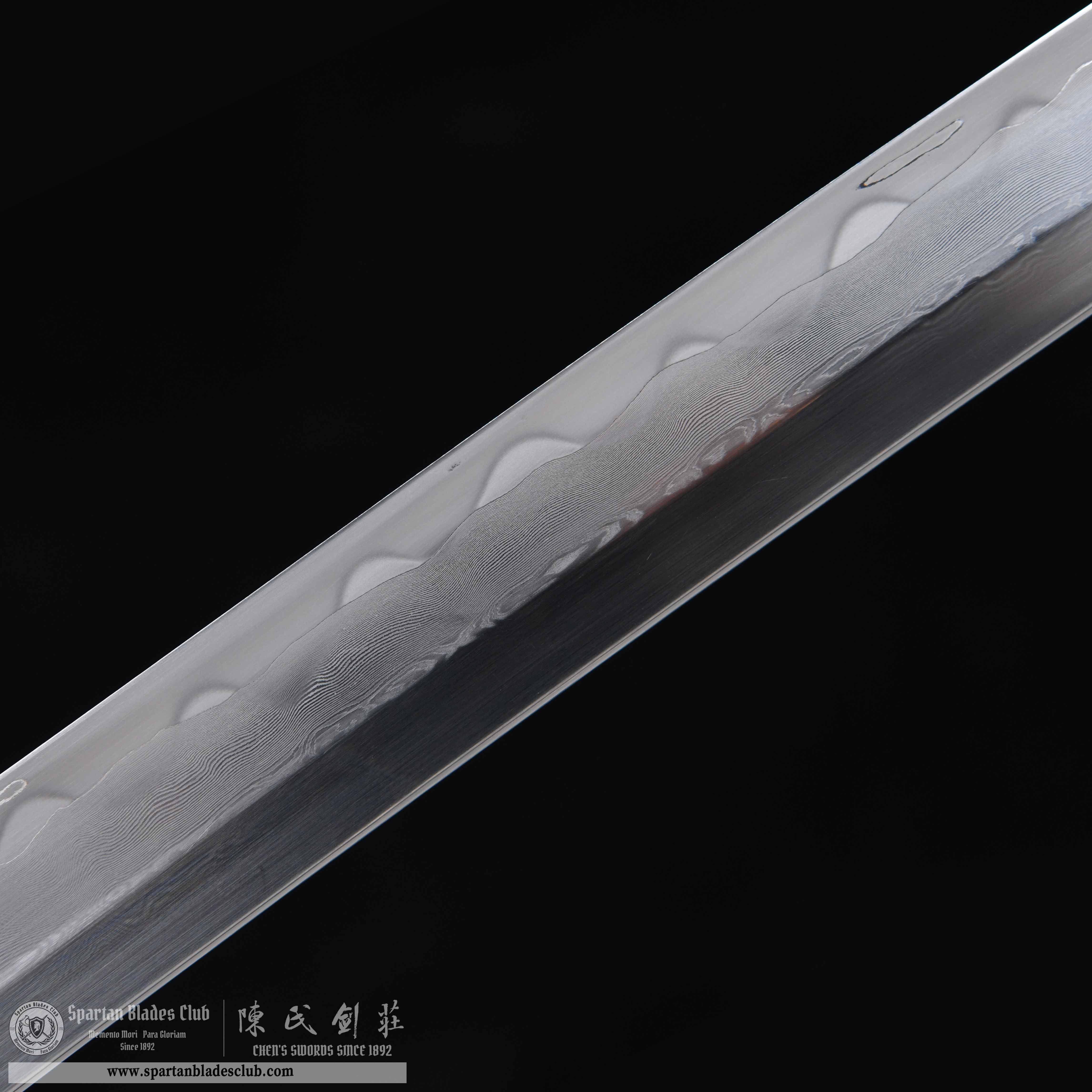 HY63 | Shattered Gold - Flow Shadow | Katana | T10 steel wrapped in Damascus steel | clay-tempered | real hamon | Honsanmai | Black&Blue&golden | gold foil | Battle-Ready | Full-tang | Spartan Blades Club | CHEN'S SWORDS 1892 - Spartan Blades Club - 陳氏劍莊1892