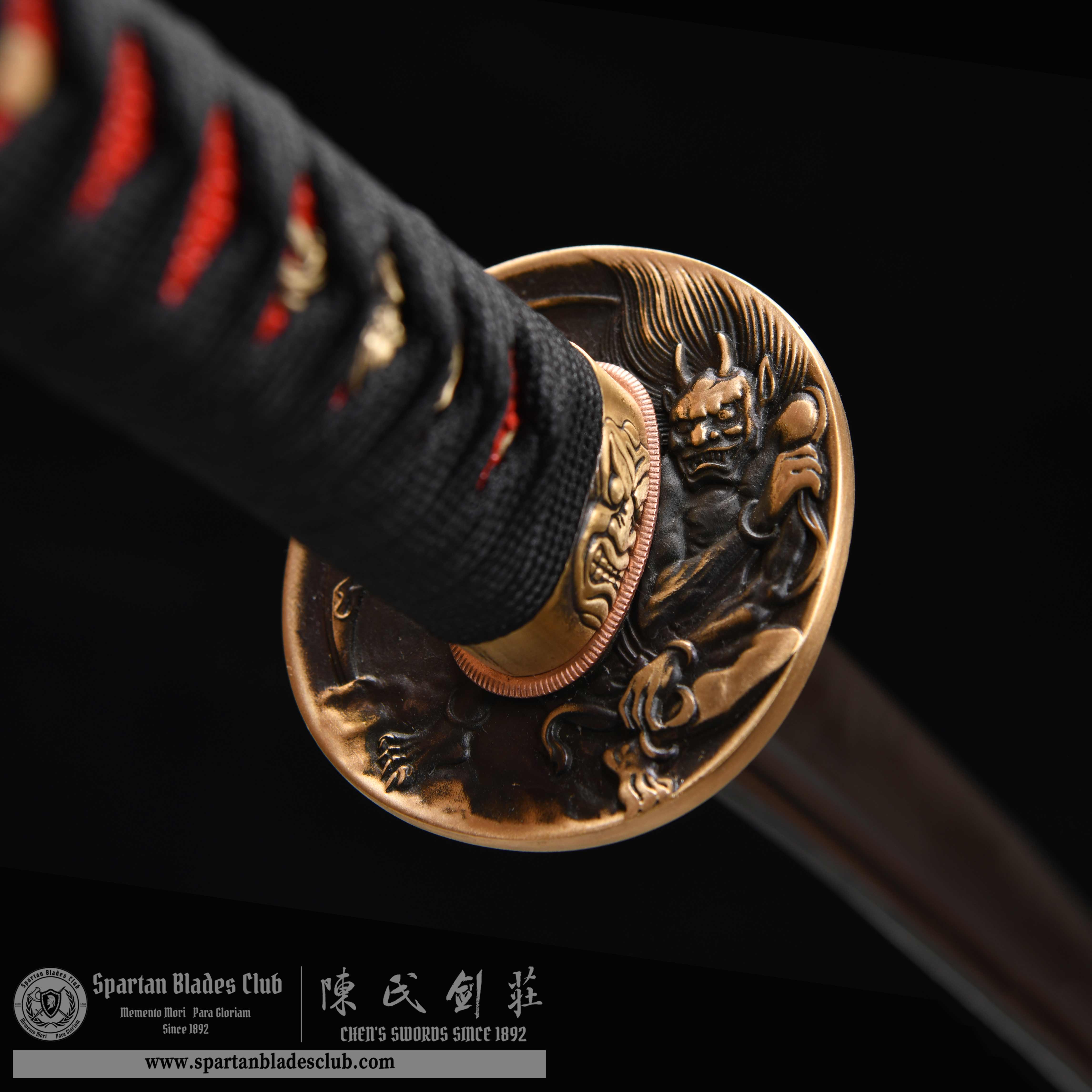 HY67 | Nezha | Katana | T10 steel | Clay-tempered | Real Hamon | Black&Red&Silvery | Battle-Ready | Full-tang | Spartan Blades Club | CHEN'S SWORDS 1892 - Spartan Blades Club - 陳氏劍莊1892