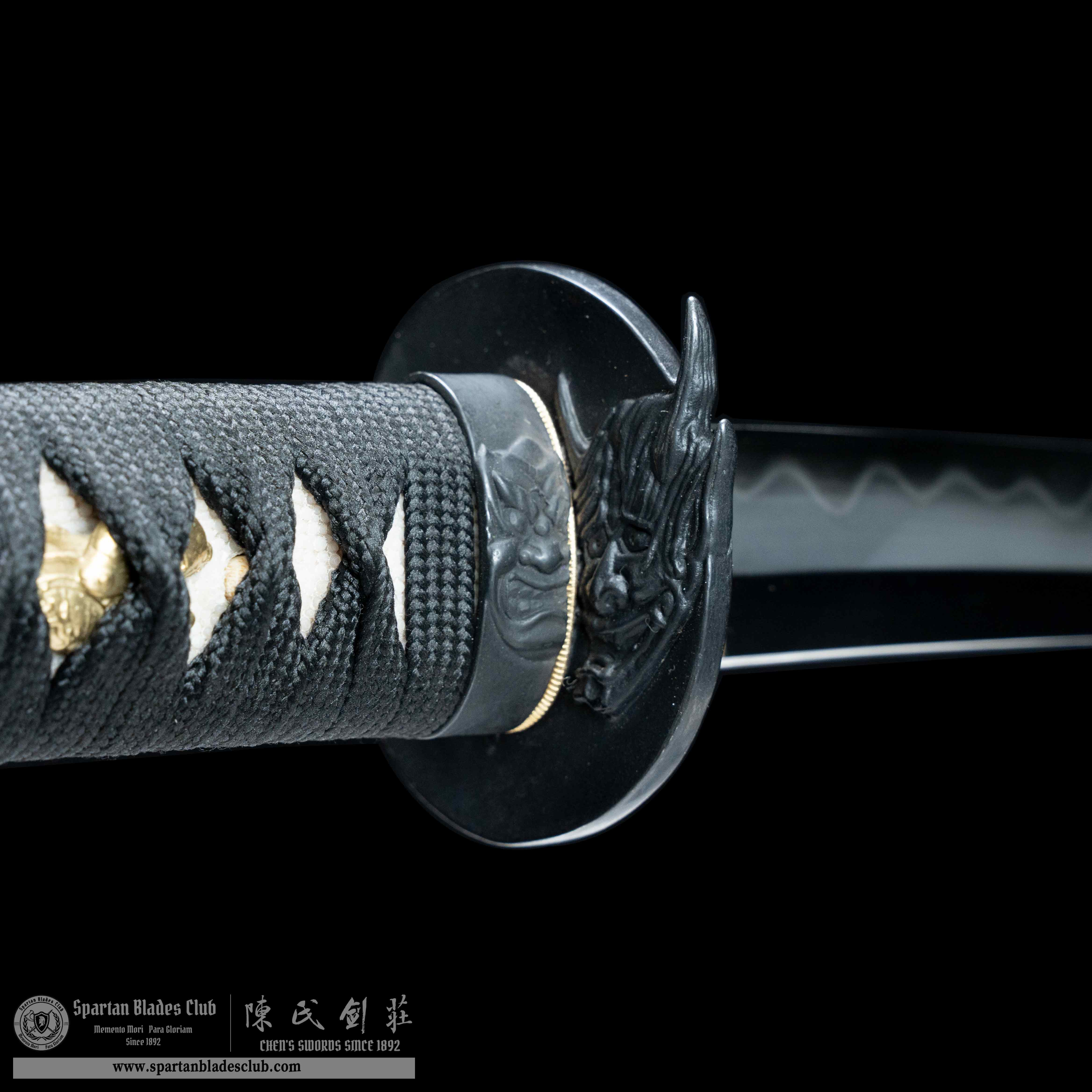 HY64 | Black Pearl | Katana | T10 steel | Clay-tempered | Real Hamon | Black|Ray-skin | Battle-Ready | Full-tang | Spartan Blades Club | CHEN'S SWORDS 1892 - Spartan Blades Club