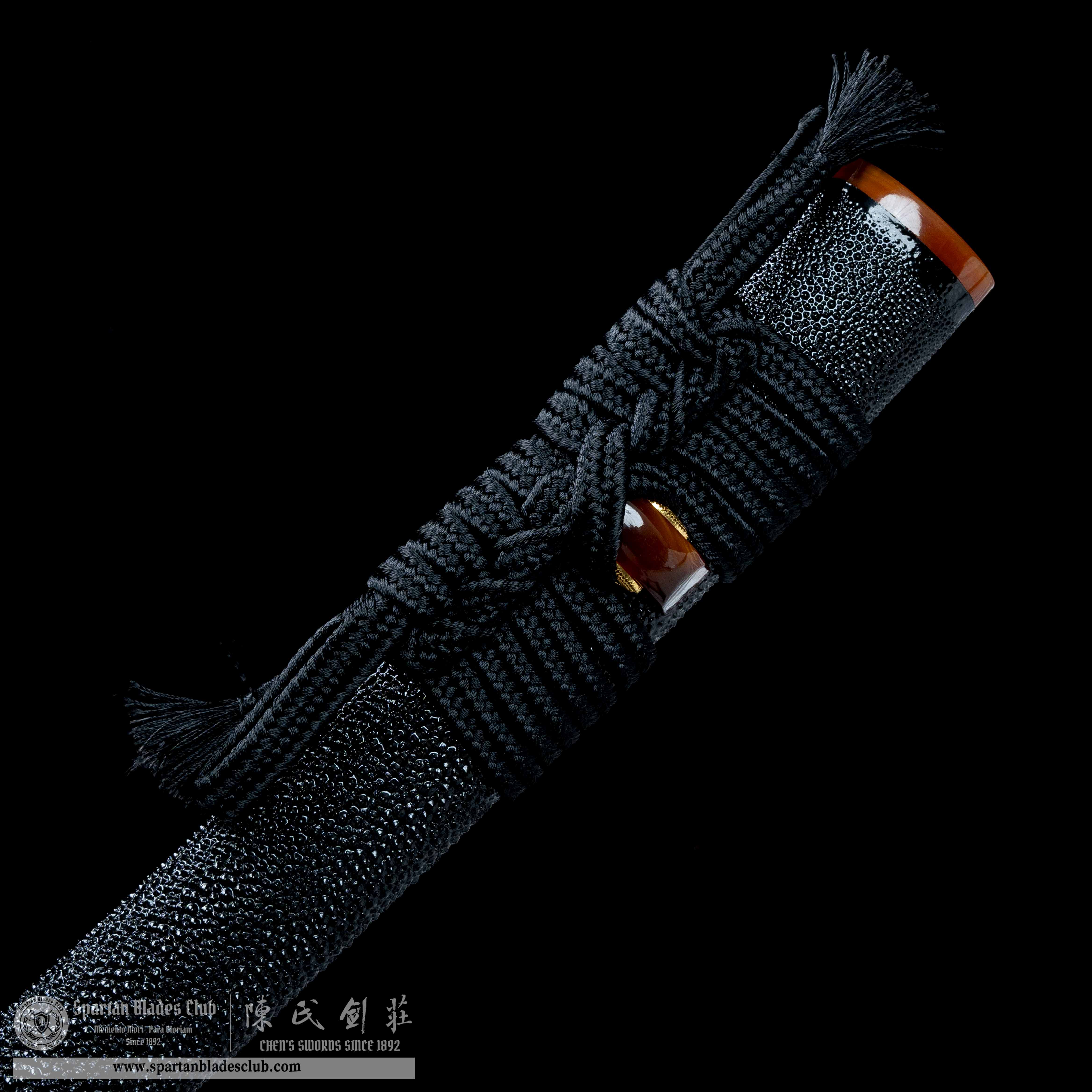 HY64 | Black Pearl | Katana | T10 steel | Clay-tempered | Real Hamon | Black|Ray-skin | Battle-Ready | Full-tang | Spartan Blades Club | CHEN'S SWORDS 1892 - Spartan Blades Club