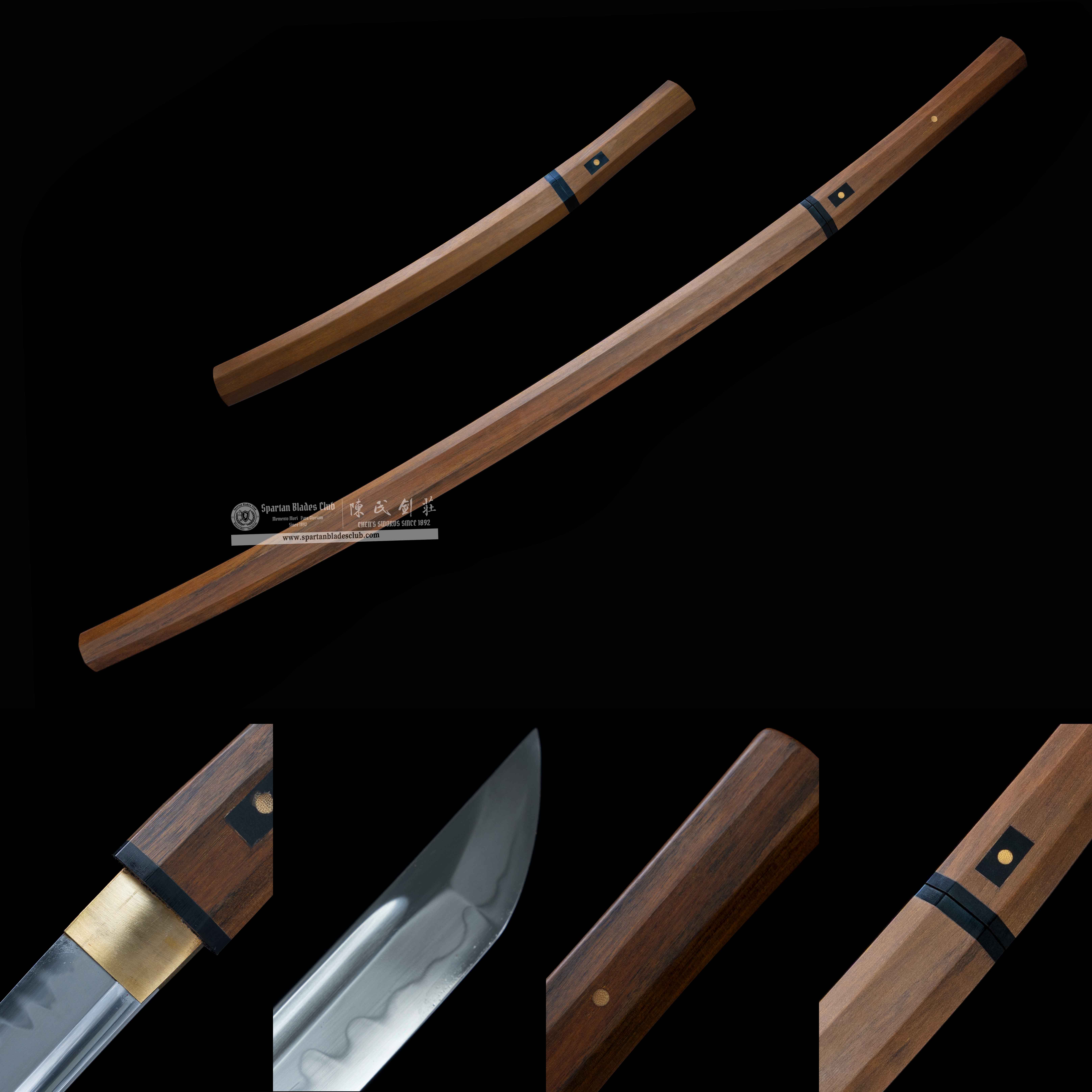 HY65 | IPE Soul Daisho Set | Katana | Wakizashi | Tanto | T10 steel | Clay-tempered | Real Hamon | Brown | Ray-skin | Battle-Ready | Full-tang | Spartan Blades Club | CHEN'S SWORDS 1892 - Spartan Blades Club - 陳氏劍莊1892