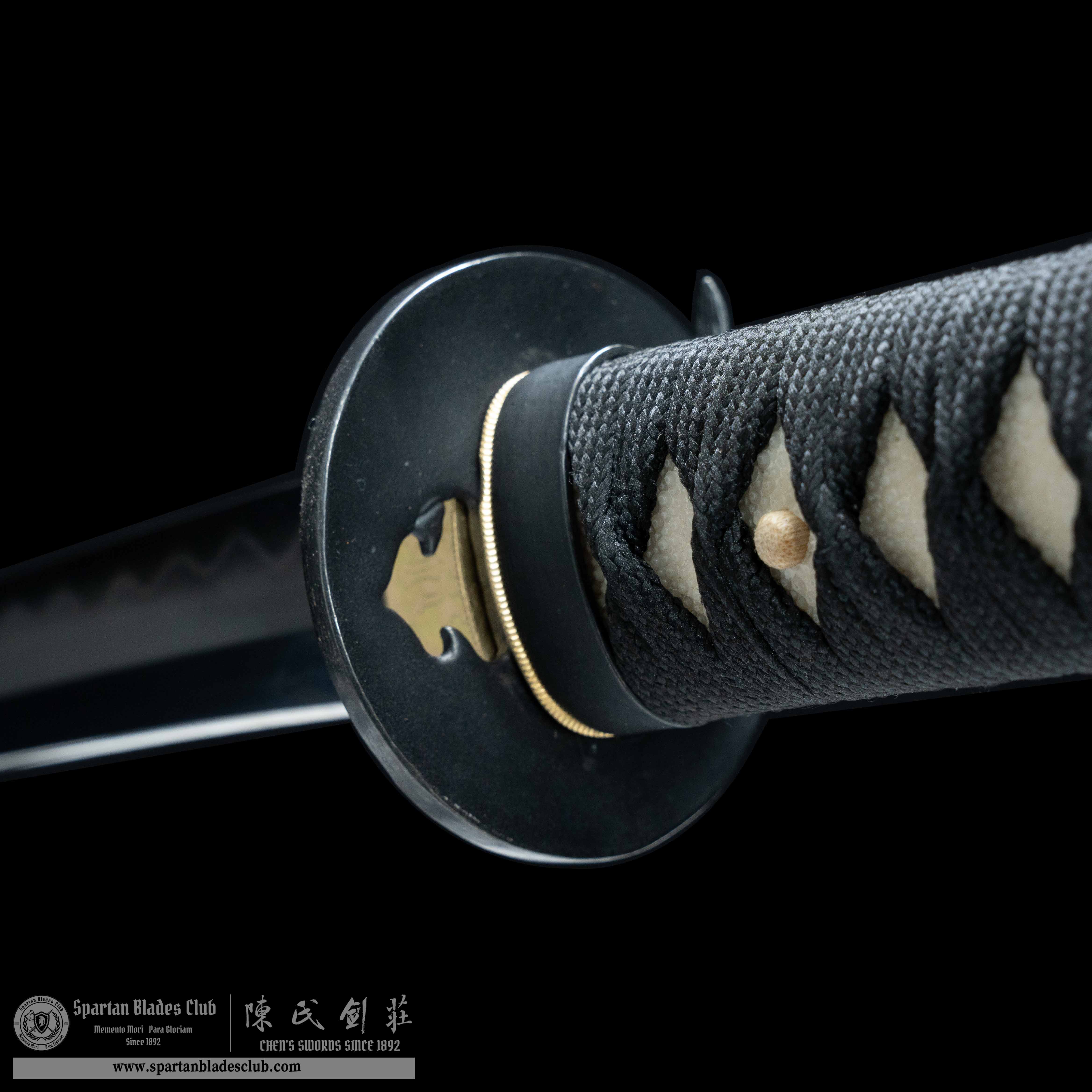 HY64 | Black Pearl | Katana | T10 steel | Clay-tempered | Real Hamon | Black|Ray-skin | Battle-Ready | Full-tang | Spartan Blades Club | CHEN'S SWORDS 1892 - Spartan Blades Club