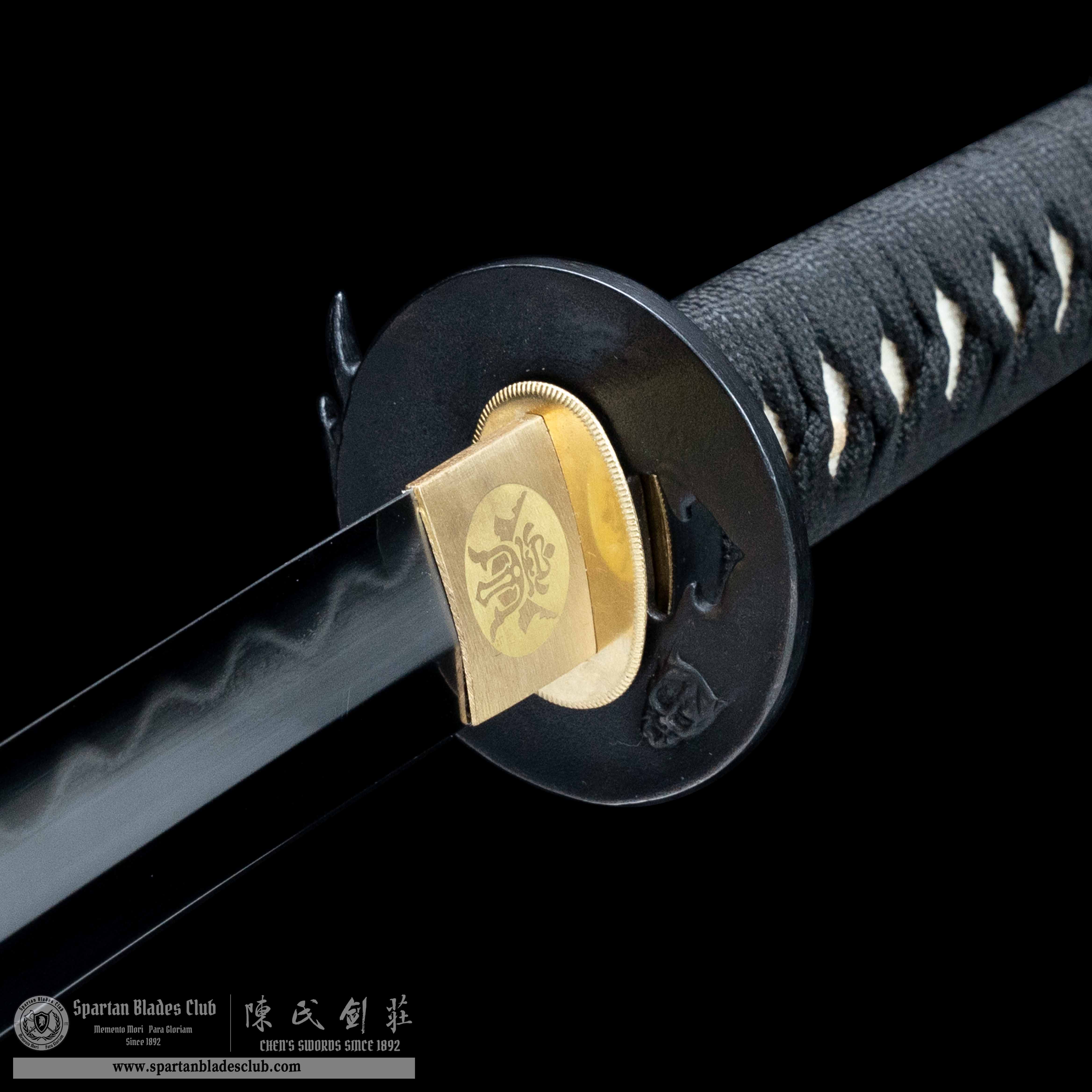 HY64 | Black Pearl | Katana | T10 steel | Clay-tempered | Real Hamon | Black|Ray-skin | Battle-Ready | Full-tang | Spartan Blades Club | CHEN'S SWORDS 1892 - Spartan Blades Club
