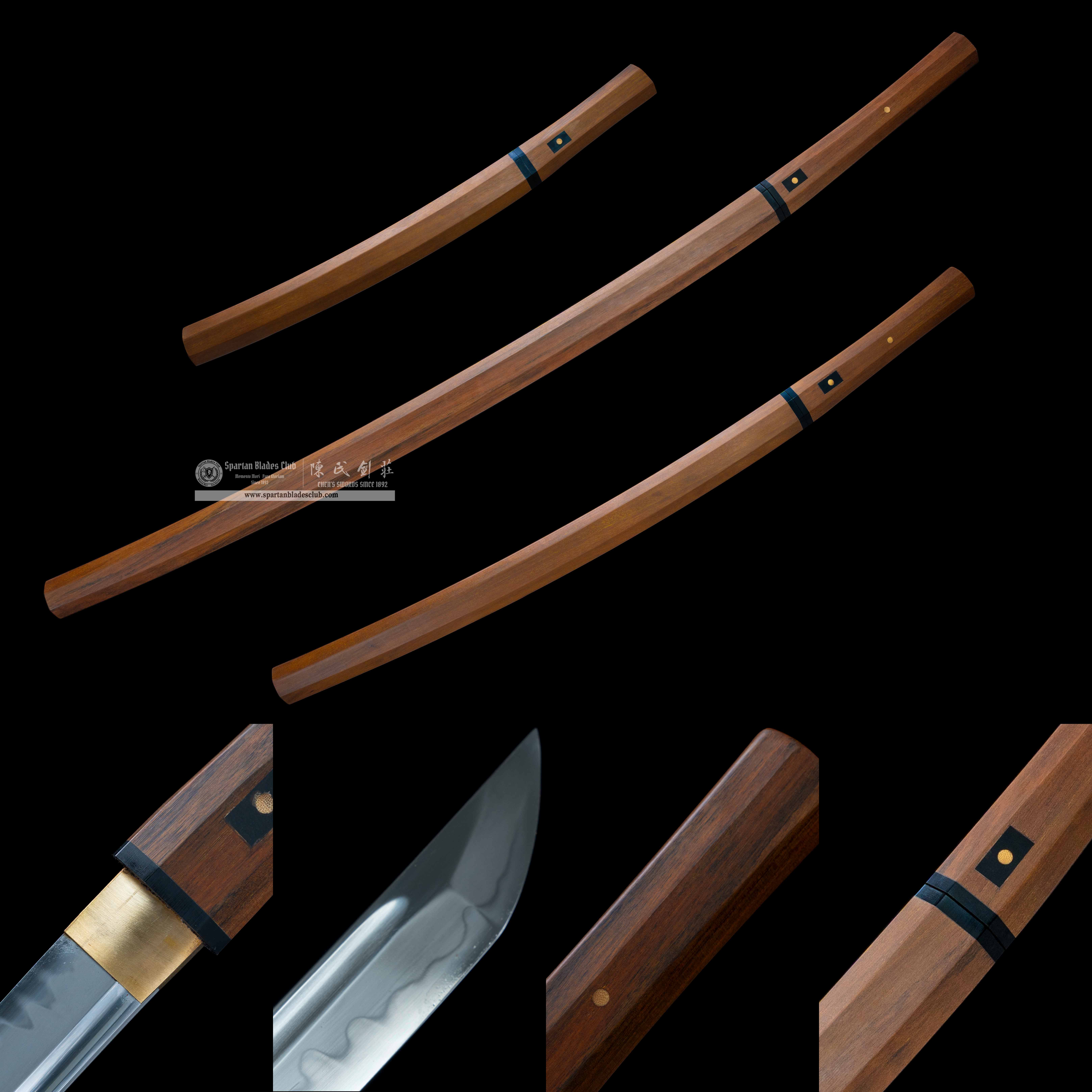 HY65 | IPE Soul Daisho Set | Katana | Wakizashi | Tanto | T10 steel | Clay-tempered | Real Hamon | Brown | Ray-skin | Battle-Ready | Full-tang | Spartan Blades Club | CHEN'S SWORDS 1892 - Spartan Blades Club - 陳氏劍莊1892