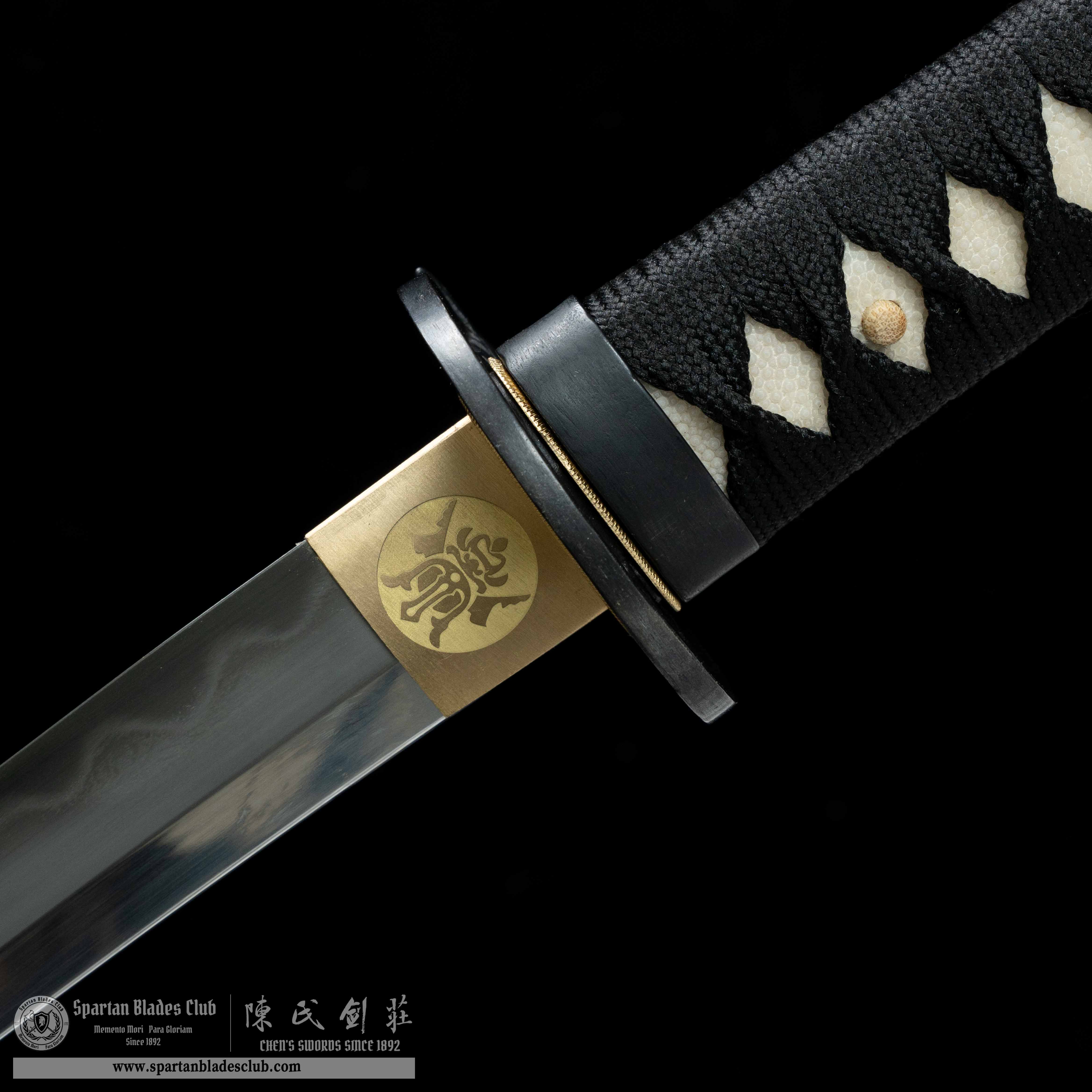 HY64 | Black Pearl | Katana | T10 steel | Clay-tempered | Real Hamon | Black|Ray-skin | Battle-Ready | Full-tang | Spartan Blades Club | CHEN'S SWORDS 1892 - Spartan Blades Club