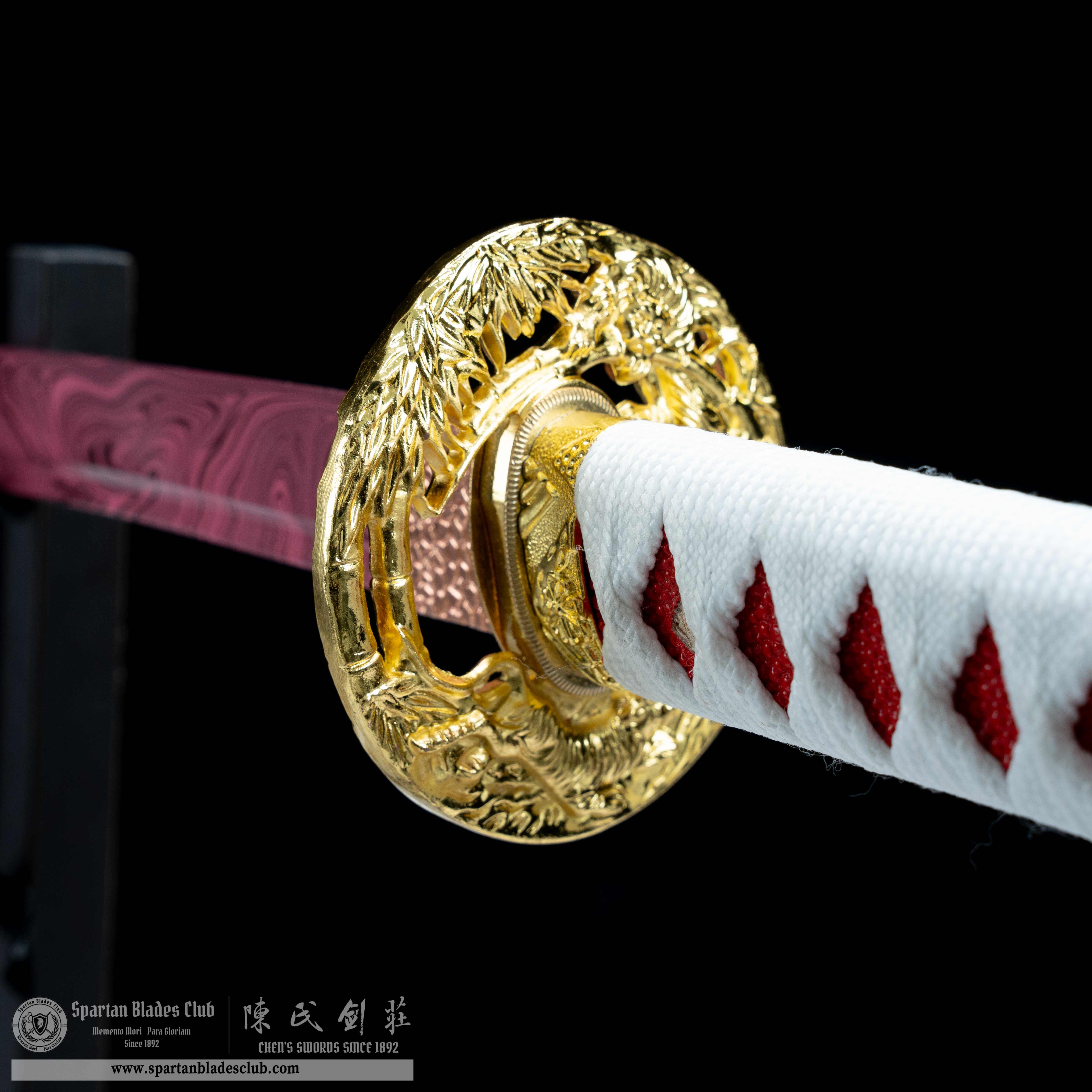 HY69 | Yami Sakura Samurai | Katana | Carbon steel | Watermark Pattern |  Pink | Battle-Ready | Full-tang | Spartan Blades Club | CHEN'S SWORDS 1892 - Spartan Blades Club