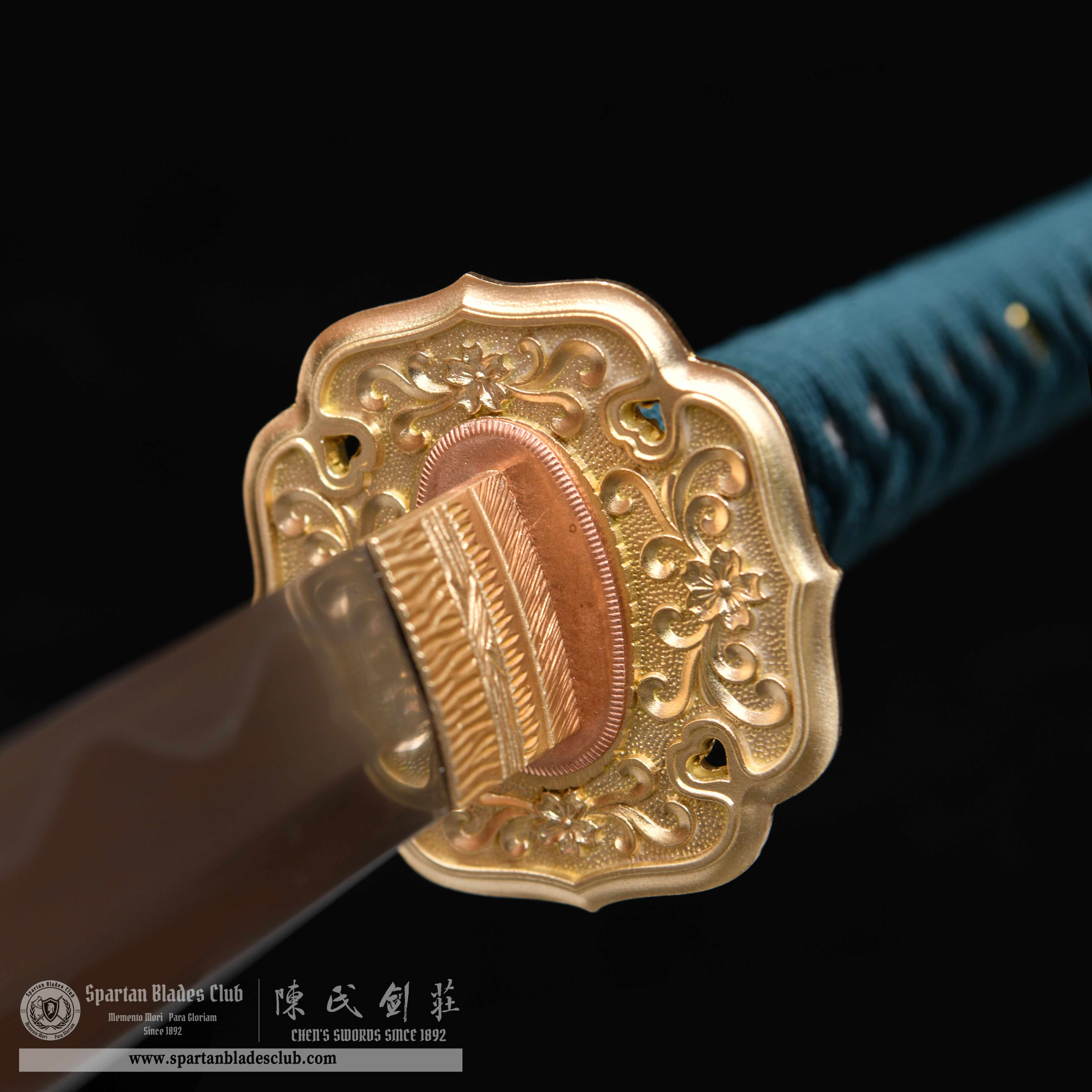 HY70 | Cui Jin Samurai | Tachi | Tamahagane steel or Damascus steel | Clay-tempered | Green | Ray-skin | Battle-Ready | Full-tang | Spartan Blades Club | CHEN'S SWORDS 1892 - Spartan Blades Club