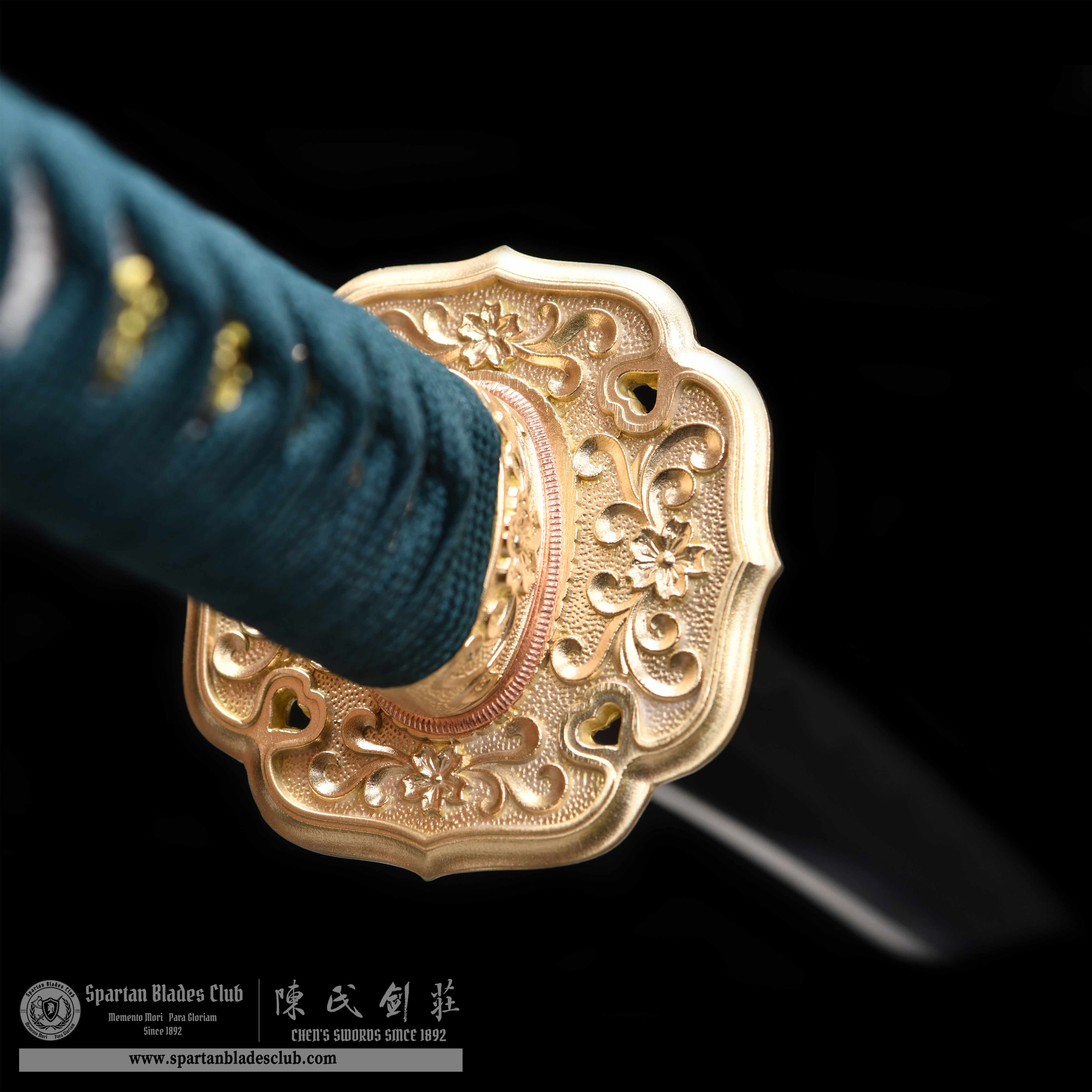 HY70 | Cui Jin Samurai | Tachi | Tamahagane steel or Damascus steel | Clay-tempered | Green | Ray-skin | Battle-Ready | Full-tang | Spartan Blades Club | CHEN'S SWORDS 1892 - Spartan Blades Club