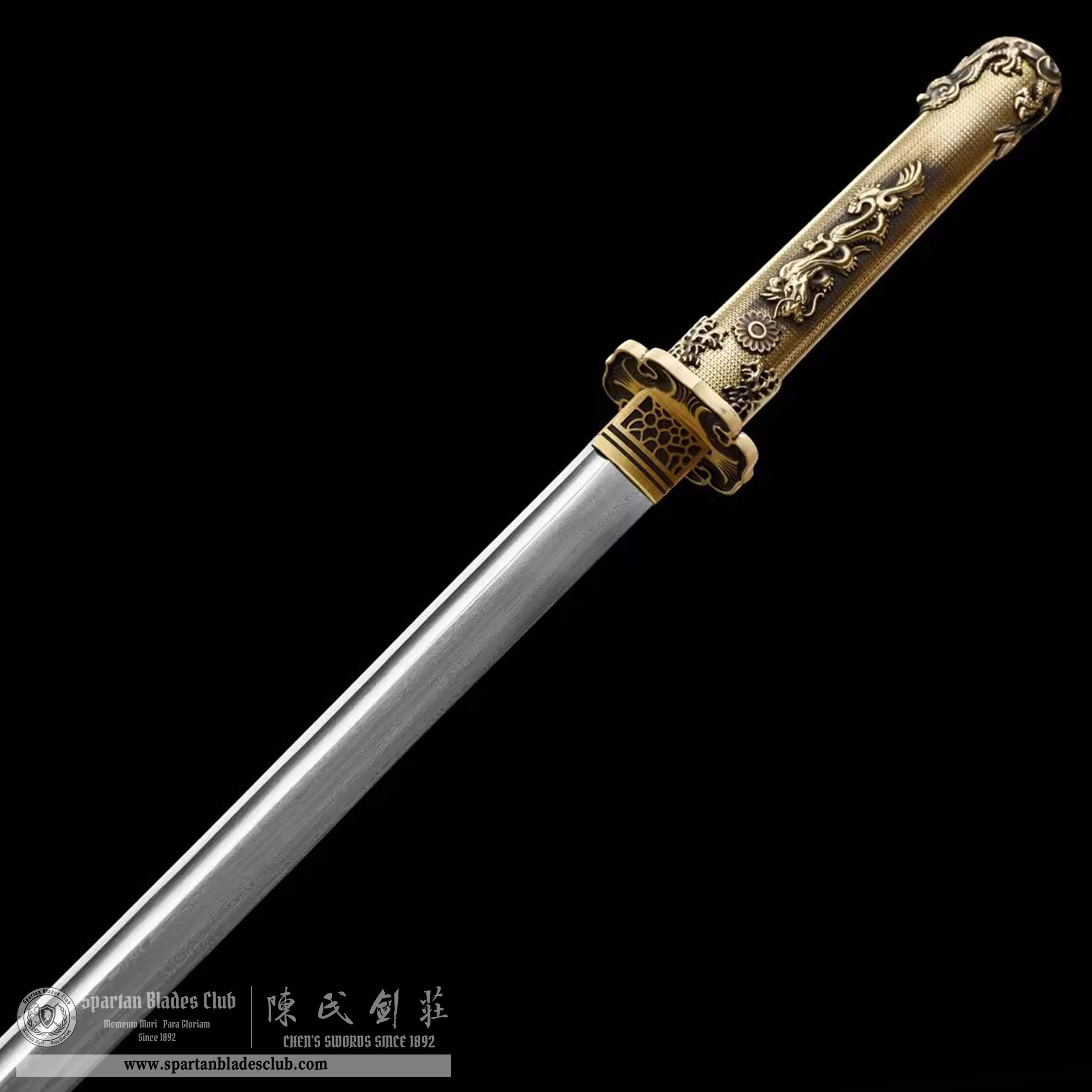 TL01 | Cloud - Hidden Golden Dragon | DAO | Damascus steel | Loong(Chinese Dragon) |  brown&golden | Battle-Ready | Full-tang | Spartan Blades Club | CHEN'S SWORDS 1892 - Spartan Blades Club - 陳氏劍莊1892