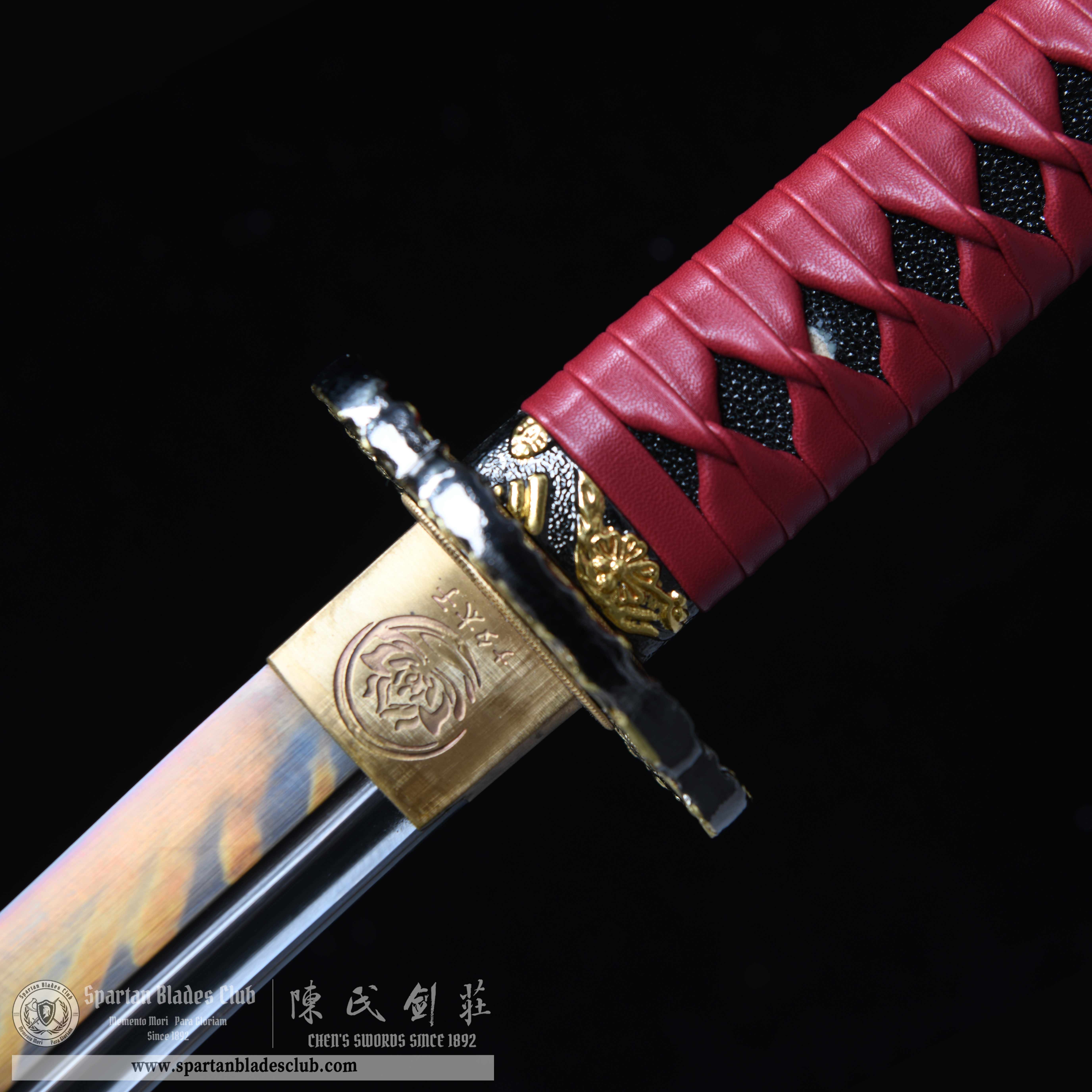 HY71 | Zhu Hua Samurai | Katana | T10 steel | Clay-tempered | Real Hamon | Red&Black | Battle-Ready | Full-tang | Spartan Blades Club | CHEN'S SWORDS 1892 - Spartan Blades Club - 陳氏劍莊1892