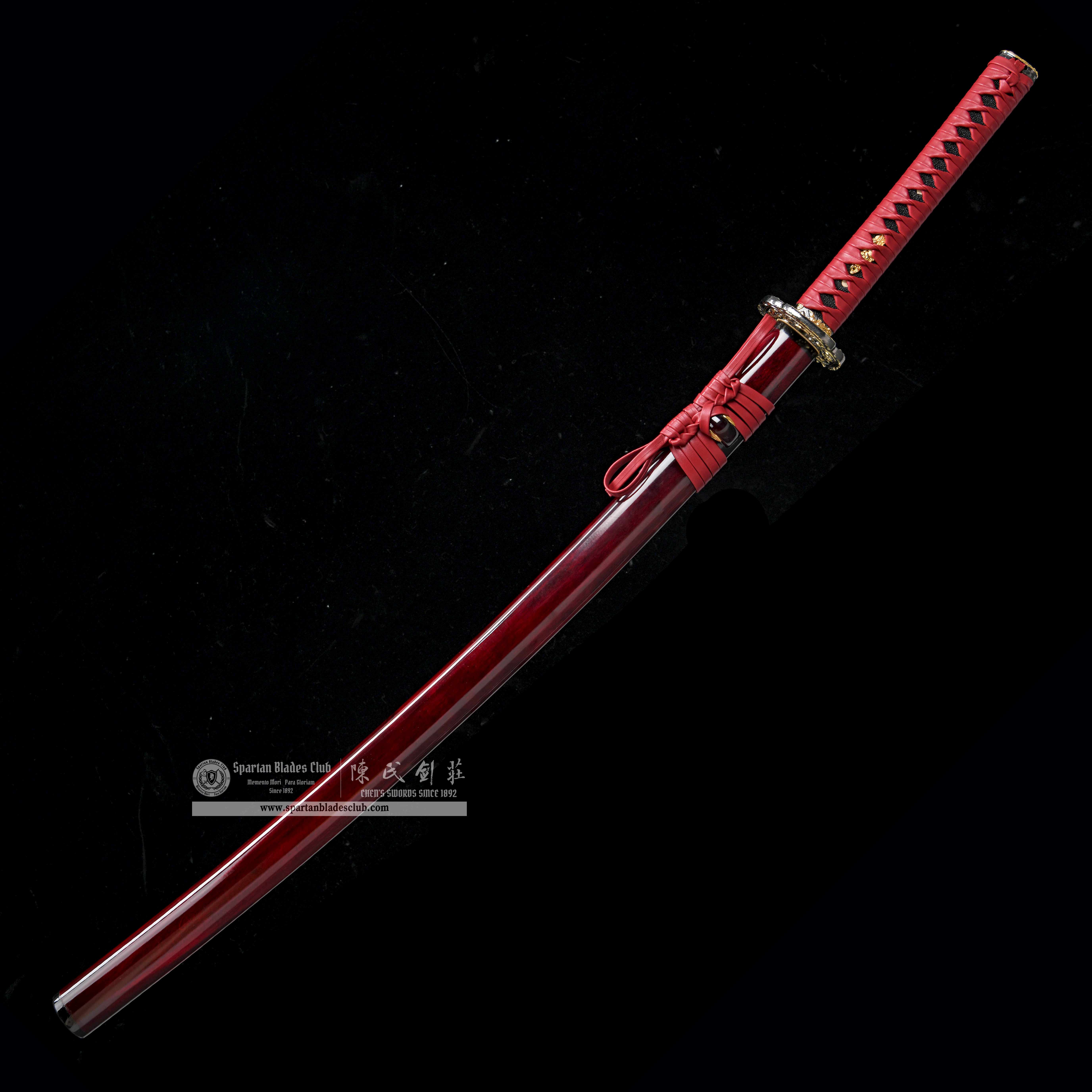 HY71 | Zhu Hua Samurai | Katana | T10 steel | Clay-tempered | Real Hamon | Red&Black | Battle-Ready | Full-tang | Spartan Blades Club | CHEN'S SWORDS 1892 - Spartan Blades Club - 陳氏劍莊1892