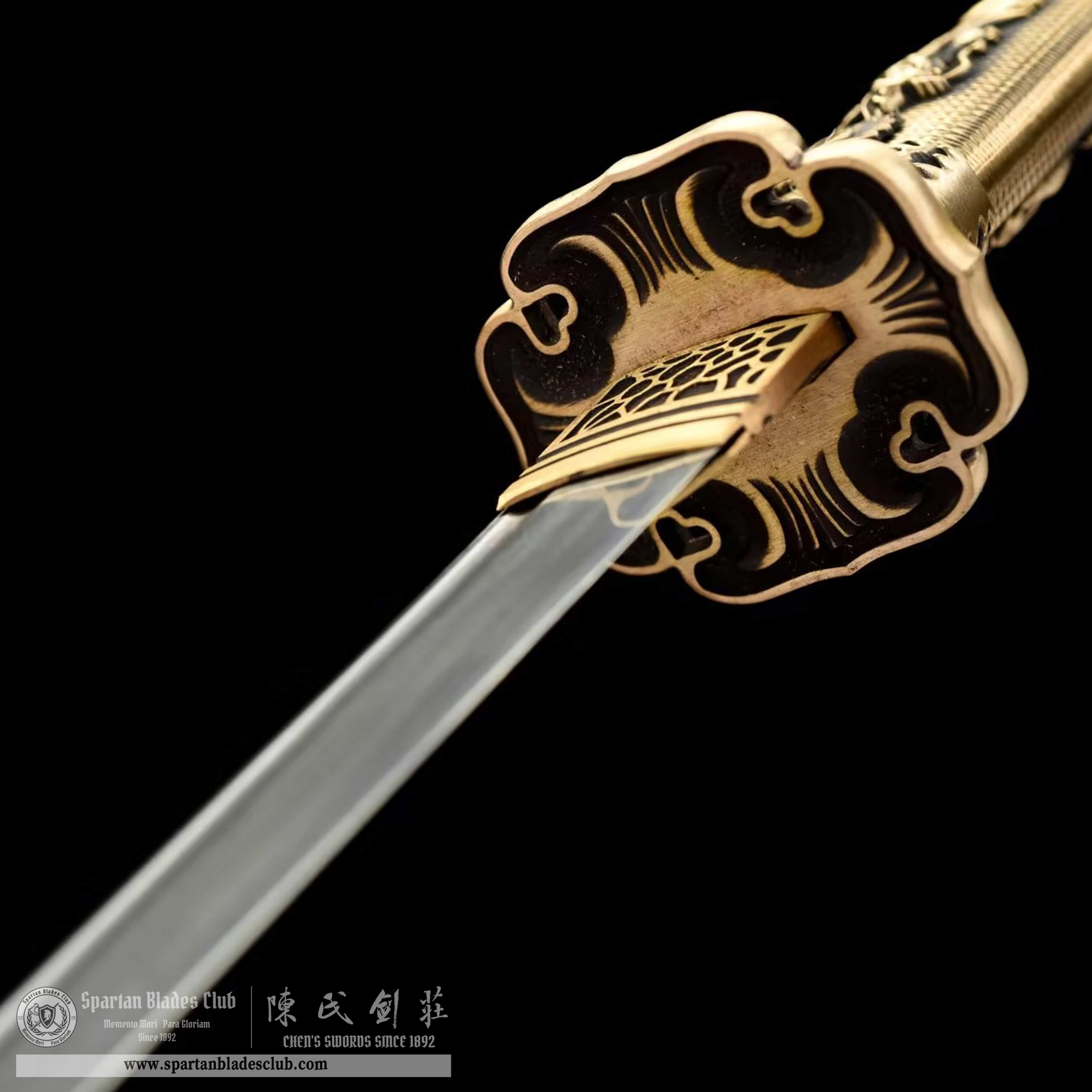TL01 | Cloud - Hidden Golden Dragon | DAO | Damascus steel | Loong(Chinese Dragon) |  brown&golden | Battle-Ready | Full-tang | Spartan Blades Club | CHEN'S SWORDS 1892 - Spartan Blades Club - 陳氏劍莊1892