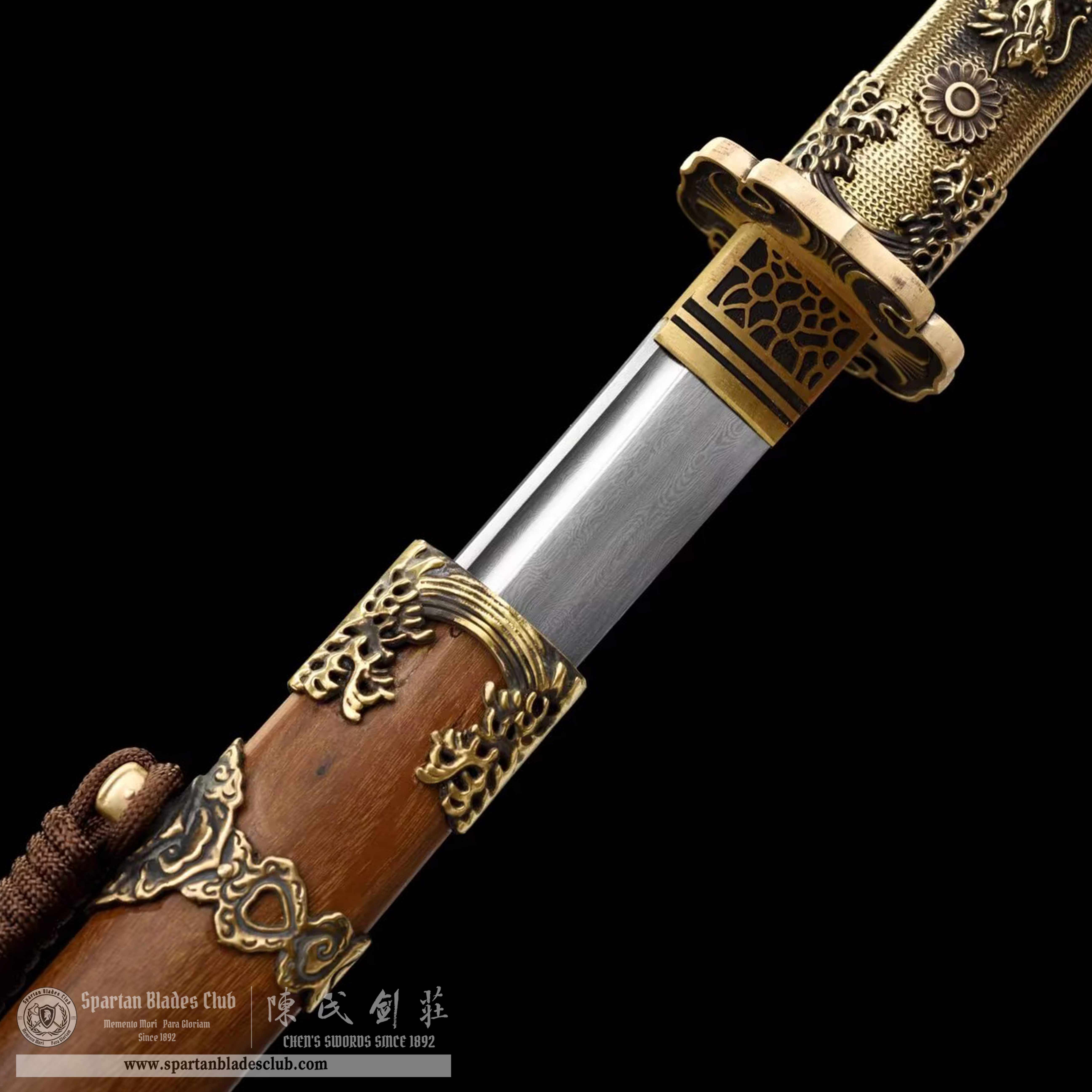 TL01 | Cloud - Hidden Golden Dragon | DAO | Damascus steel | Loong（Chinese Dragon） |  brown&golden | Battle-Ready | Full-tang | Spartan Blades Club | CHEN'S SWORDS 1892 - Spartan Blades Club - 陳氏劍莊1892
