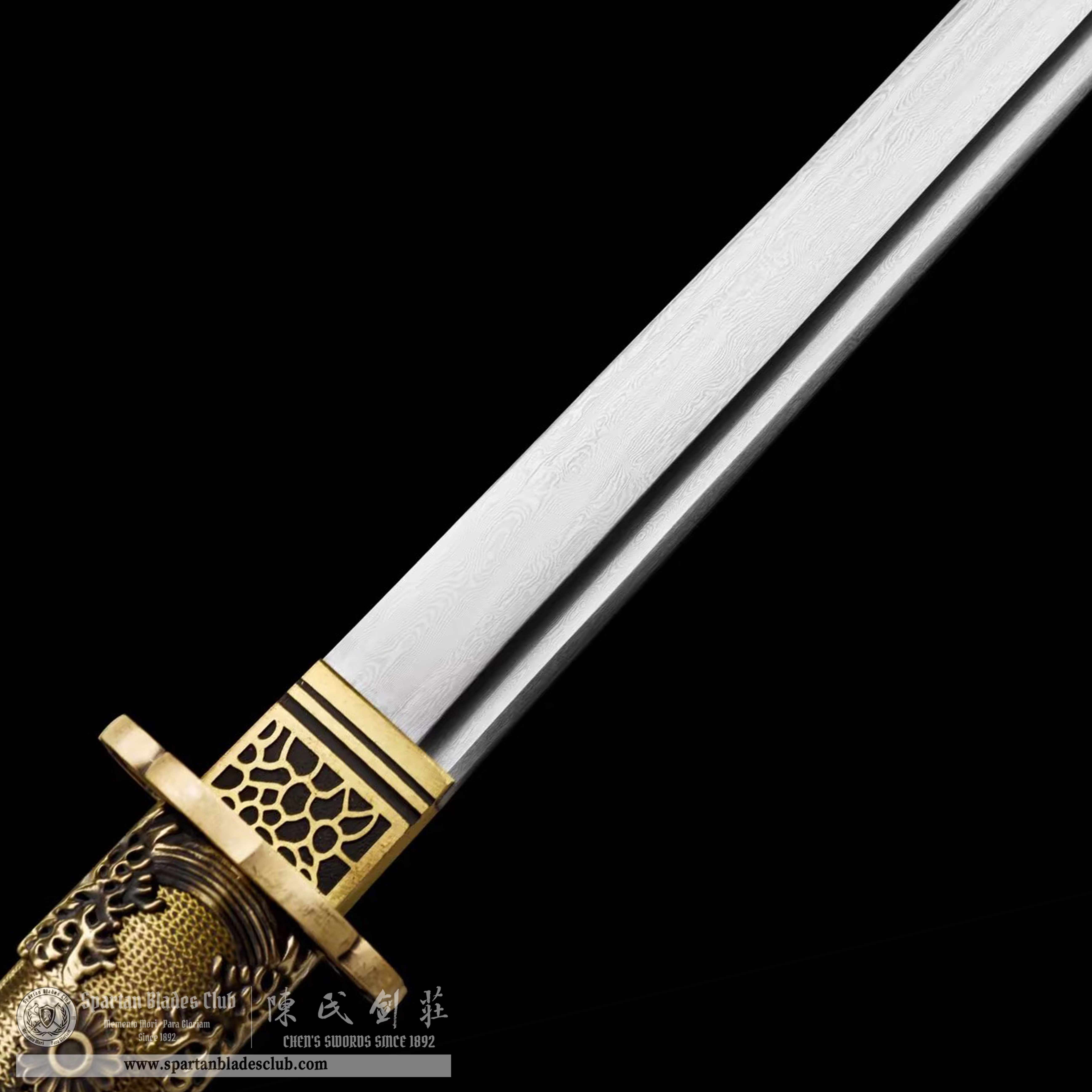 TL01 | Cloud - Hidden Golden Dragon | DAO | Damascus steel | Loong(Chinese Dragon) |  brown&golden | Battle-Ready | Full-tang | Spartan Blades Club | CHEN'S SWORDS 1892 - Spartan Blades Club - 陳氏劍莊1892