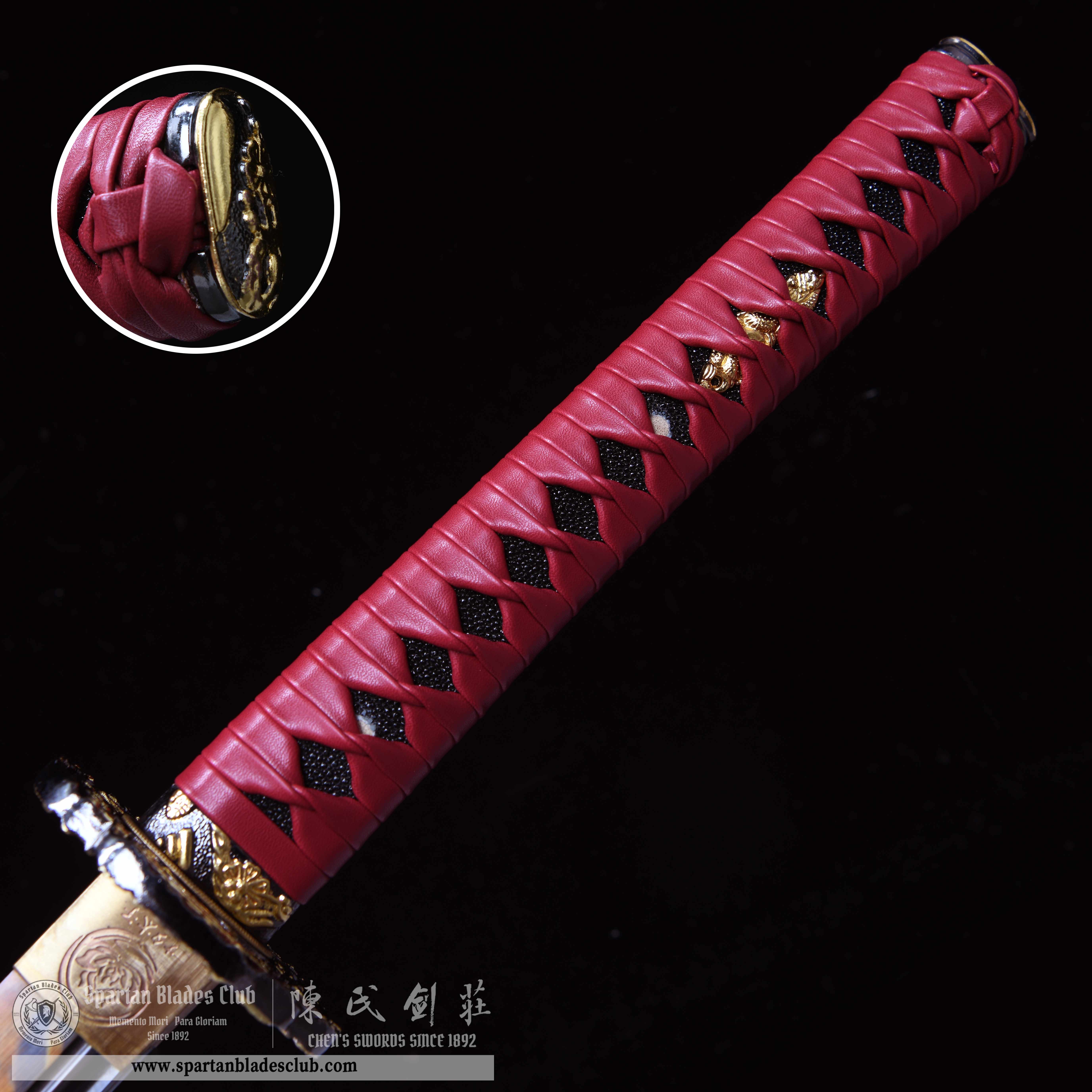 HY71 | Zhu Hua Samurai | Katana | T10 steel | Clay-tempered | Real Hamon | Red&Black | Battle-Ready | Full-tang | Spartan Blades Club | CHEN'S SWORDS 1892 - Spartan Blades Club - 陳氏劍莊1892