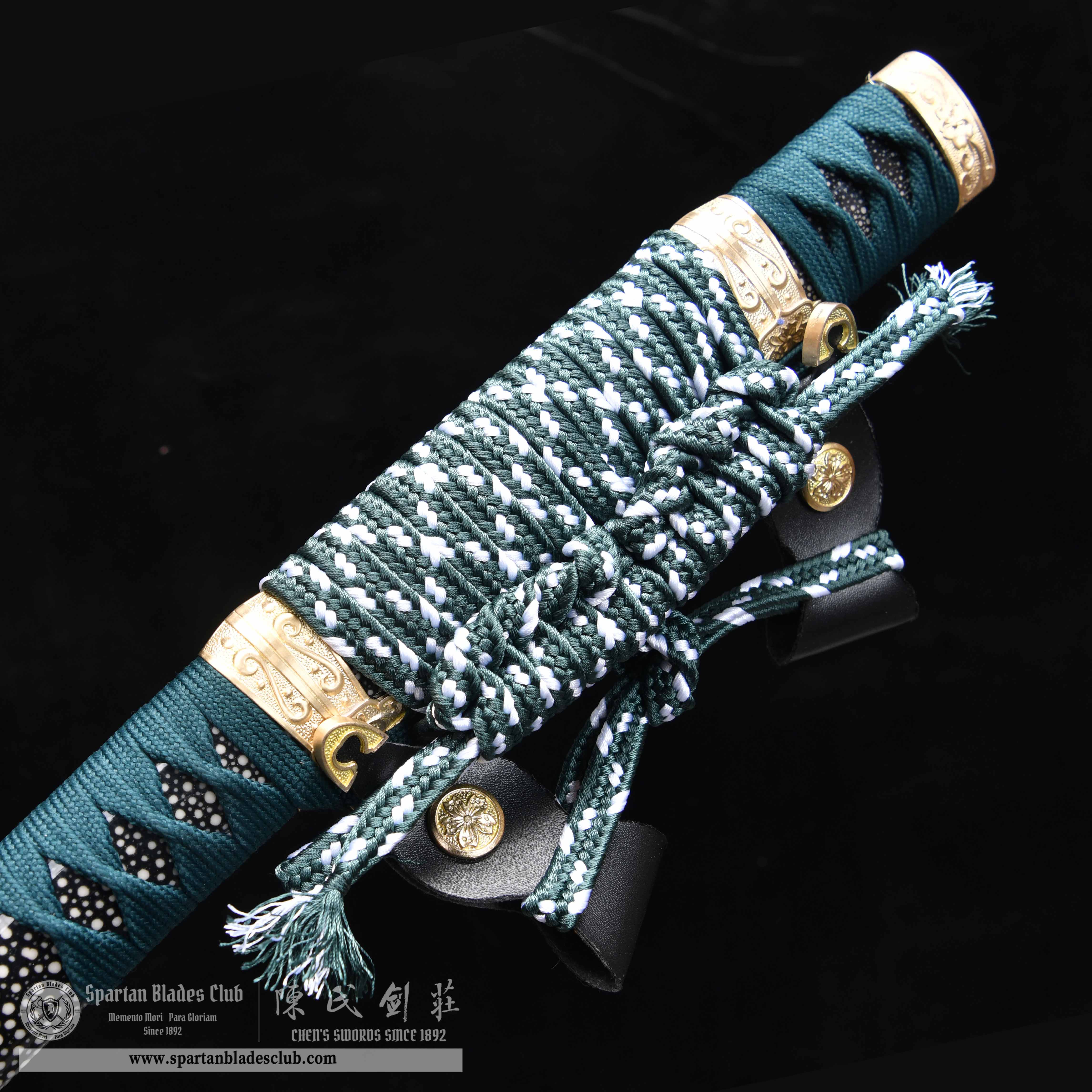 HY70 | Cui Jin Samurai | Tachi | Tamahagane steel or Damascus steel | Clay-tempered | Green | Ray-skin | Battle-Ready | Full-tang | Spartan Blades Club | CHEN'S SWORDS 1892 - Spartan Blades Club