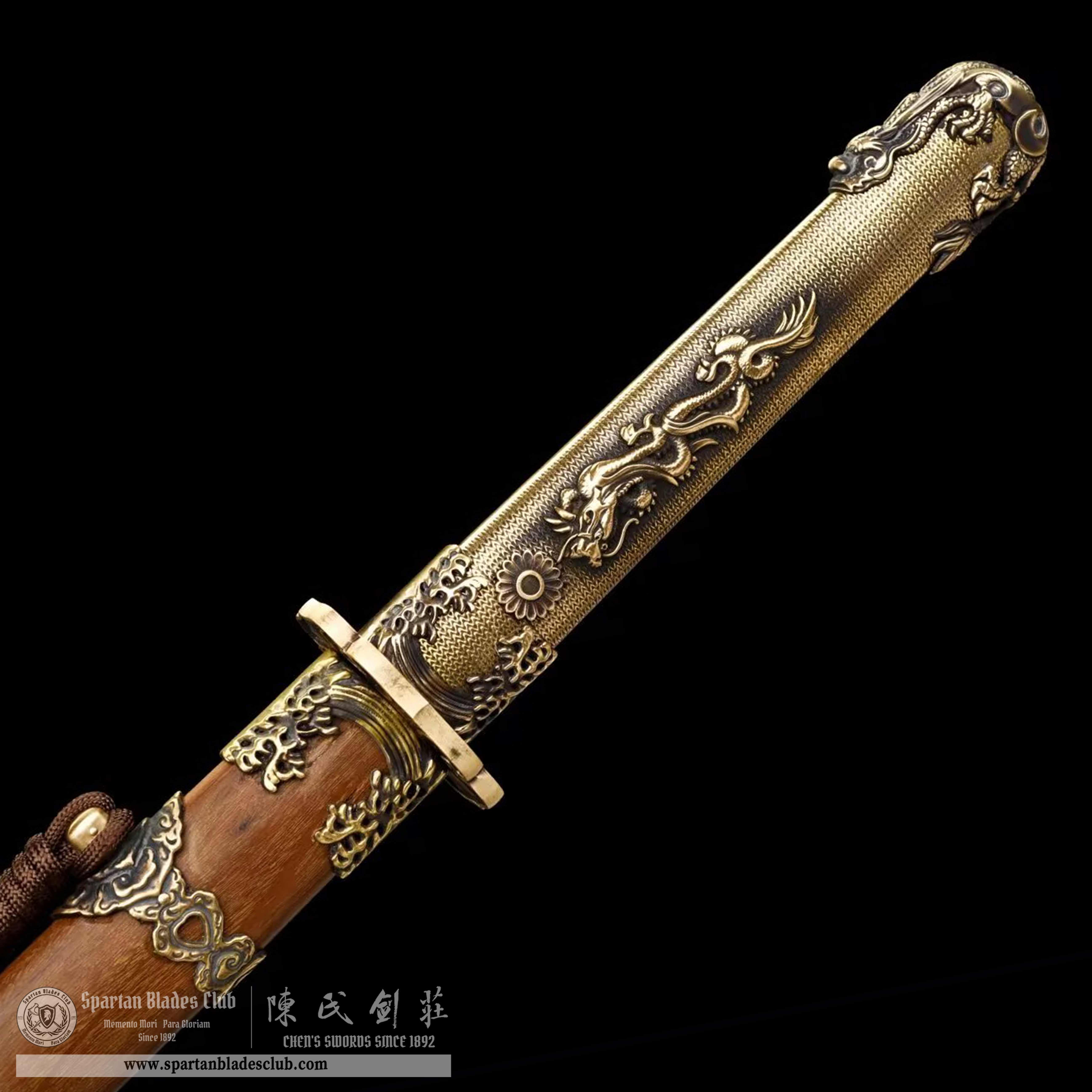 TL01 | Cloud - Hidden Golden Dragon | DAO | Damascus steel | Loong(Chinese Dragon) |  brown&golden | Battle-Ready | Full-tang | Spartan Blades Club | CHEN'S SWORDS 1892 - Spartan Blades Club - 陳氏劍莊1892