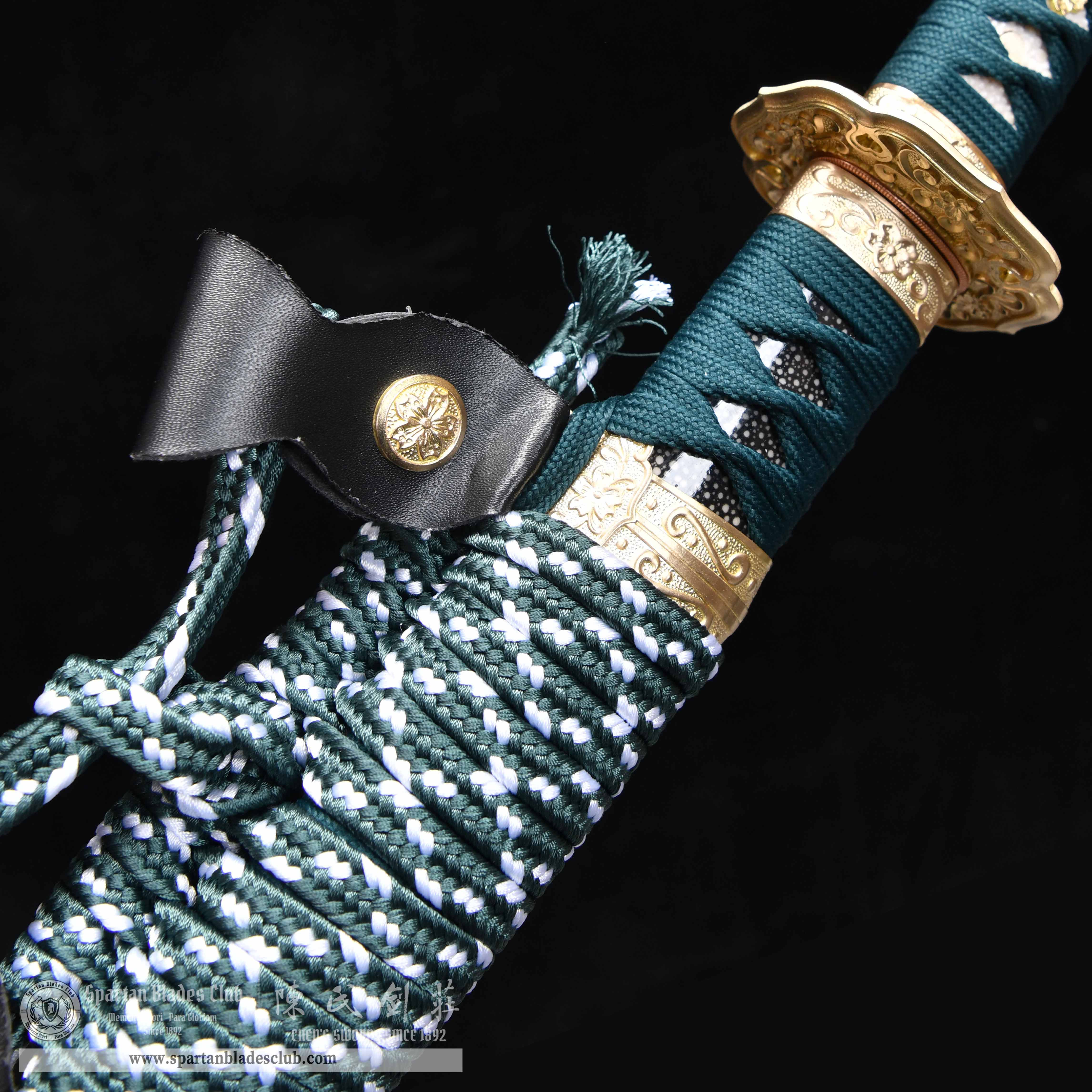 HY70 | Cui Jin Samurai | Tachi | Tamahagane steel or Damascus steel | Clay-tempered | Green | Ray-skin | Battle-Ready | Full-tang | Spartan Blades Club | CHEN'S SWORDS 1892 - Spartan Blades Club
